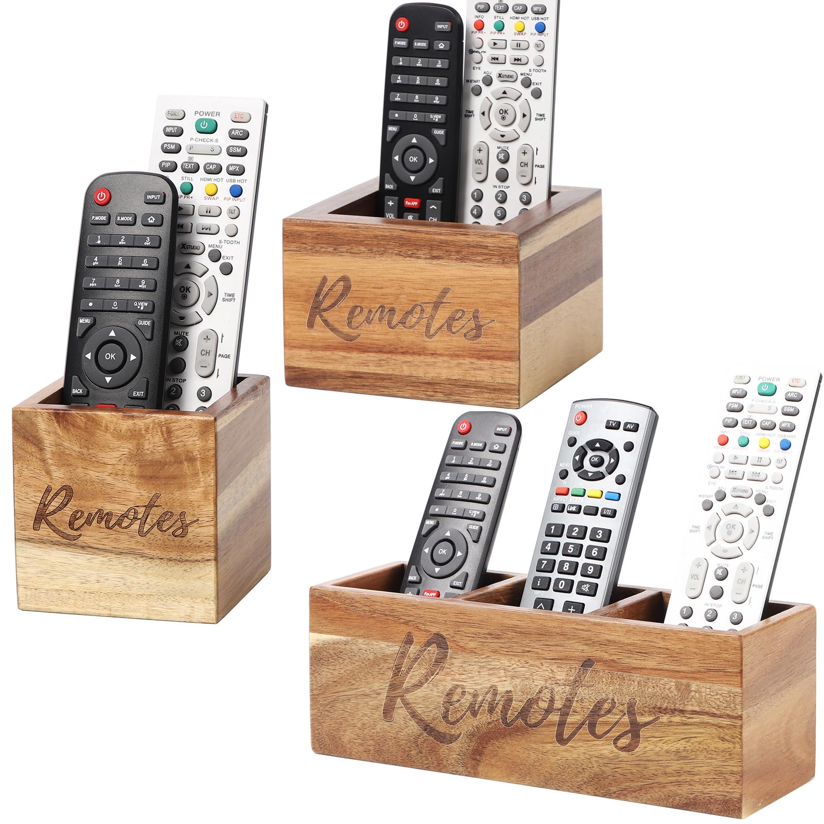 Remote Control Holder,TV Remote Holder for Table,Wooden Remote Caddy Media Remote Organizer,TV Controller Holder Box For Bed Couch End Table