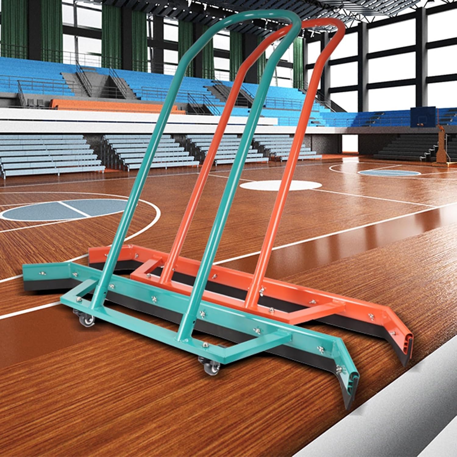 Tennis Court Squeegee, Floor Sweeper Sport Court Water Remover,Tennis Court Equipment Accessories with Wheels,for Sport Courts Garages,Green