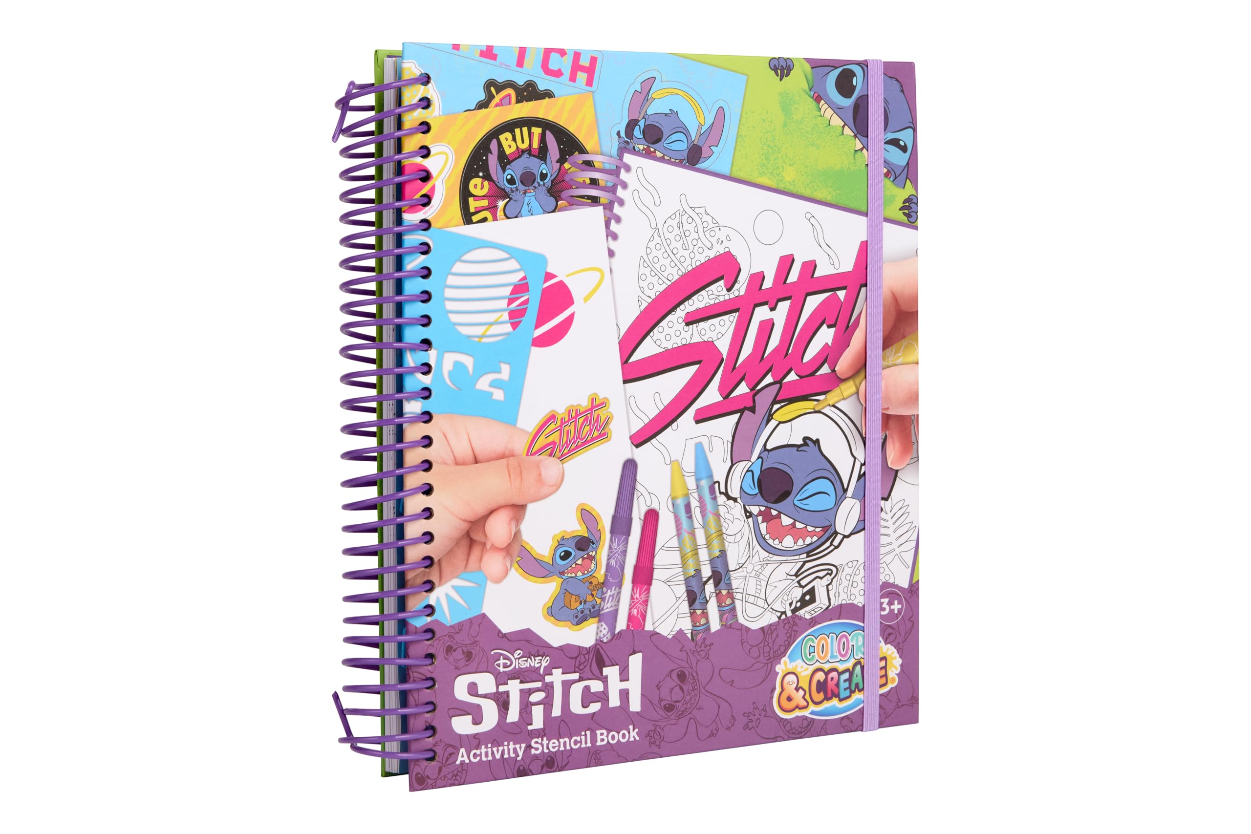 Canenco Disney Stitch - Stencil Book - Colouring and Activity Book for Children - Colour & Create Colouring Book with Pens, Stickers & Templates (ST24356V)