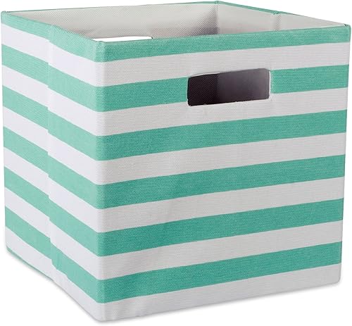 DII Colección de cubos de poliéster - Cubo plegable de lados duros, 13 x 13 x 13 pulgadas, color aguamarina