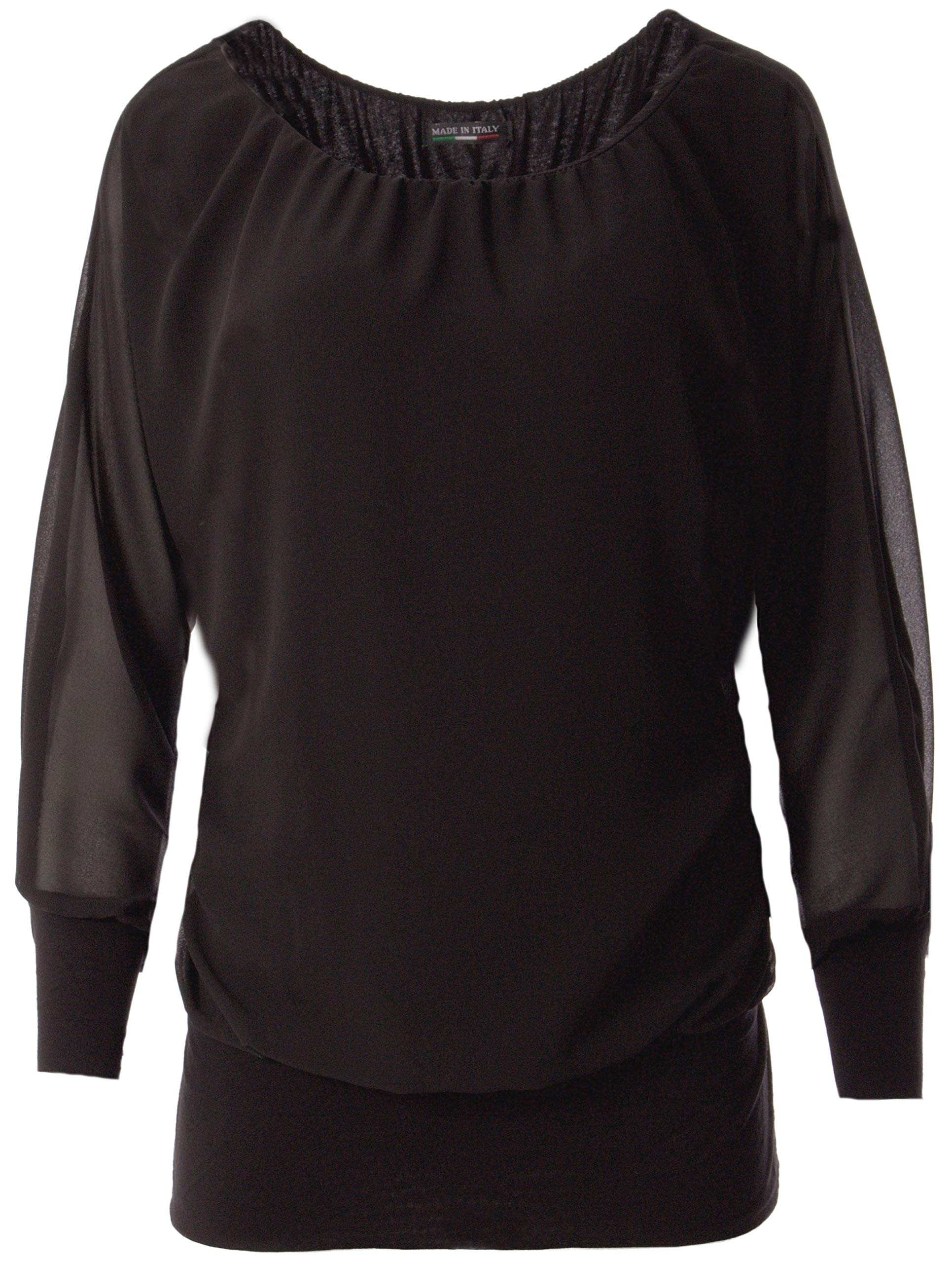 stylx Blusa de manga larga para mujer, talla 40-50, túnica con mangas largas, blusa con cintura ancha, elegante