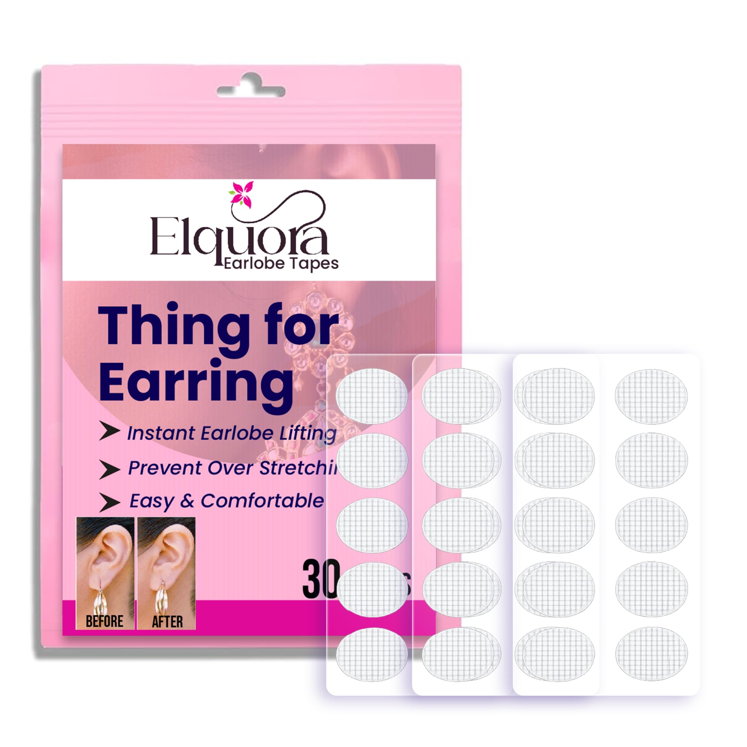 Invisible Earlobe Support Patch | Earring Support Tape for Heavy Earrings | Ear Lobe Lifter Sticker | Prevent Stretching, Tearing & Pain | Transparent Ear Support Patch for Jhumka, Bridal Earrings(30 Pieces)-picture-35