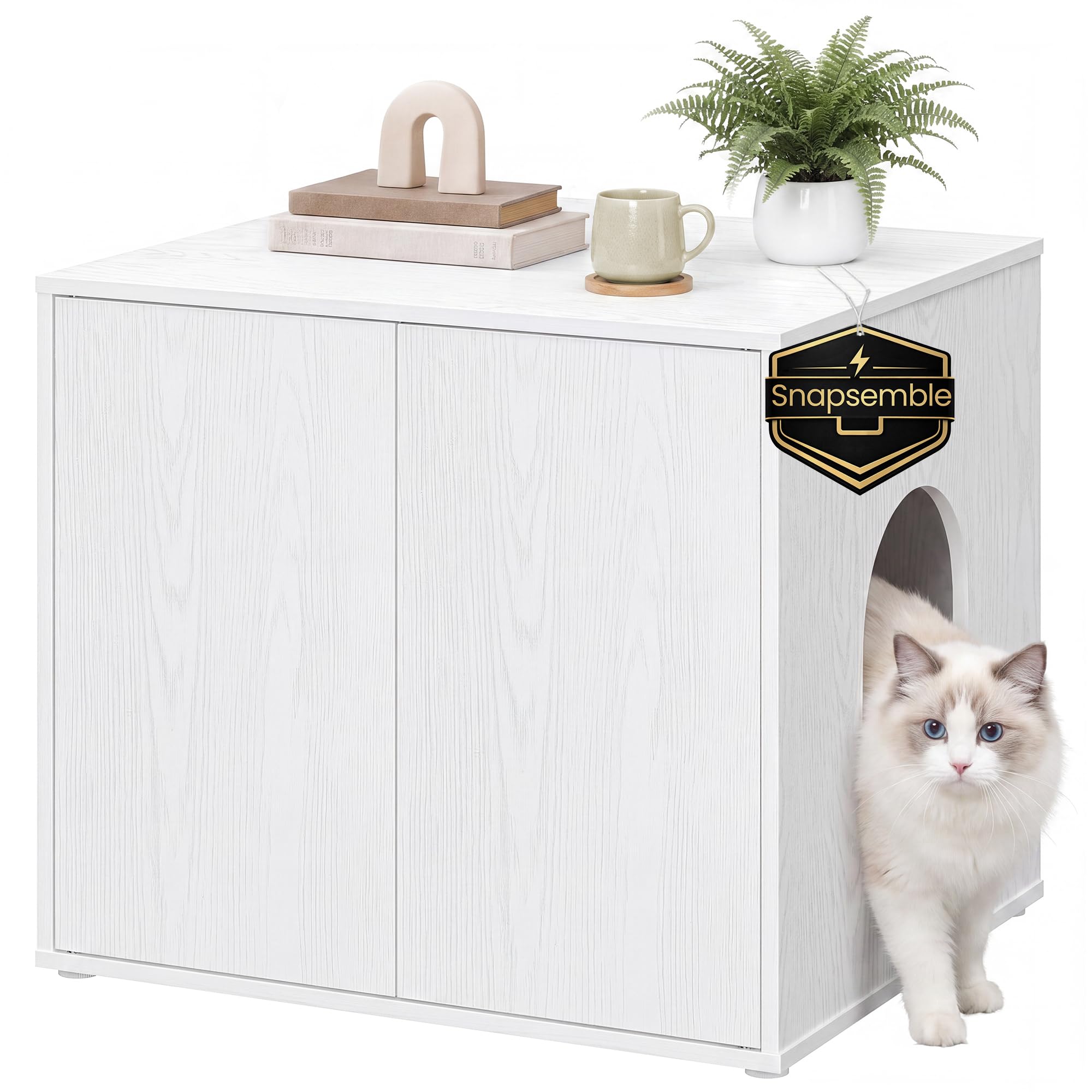SONGMICS Cat Litter Box Enclosure - Tool-Free Assembly -10