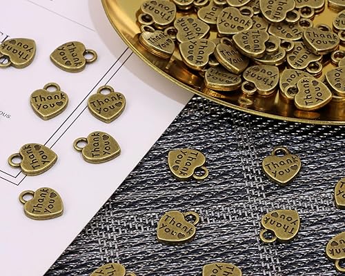 Miniatura 7 de Shapenty Dijes de corazón de agradecimiento de doble cara para aretes, pulsera, collar, colgante, llavero, fabricación de joyas, botella de vidrio,