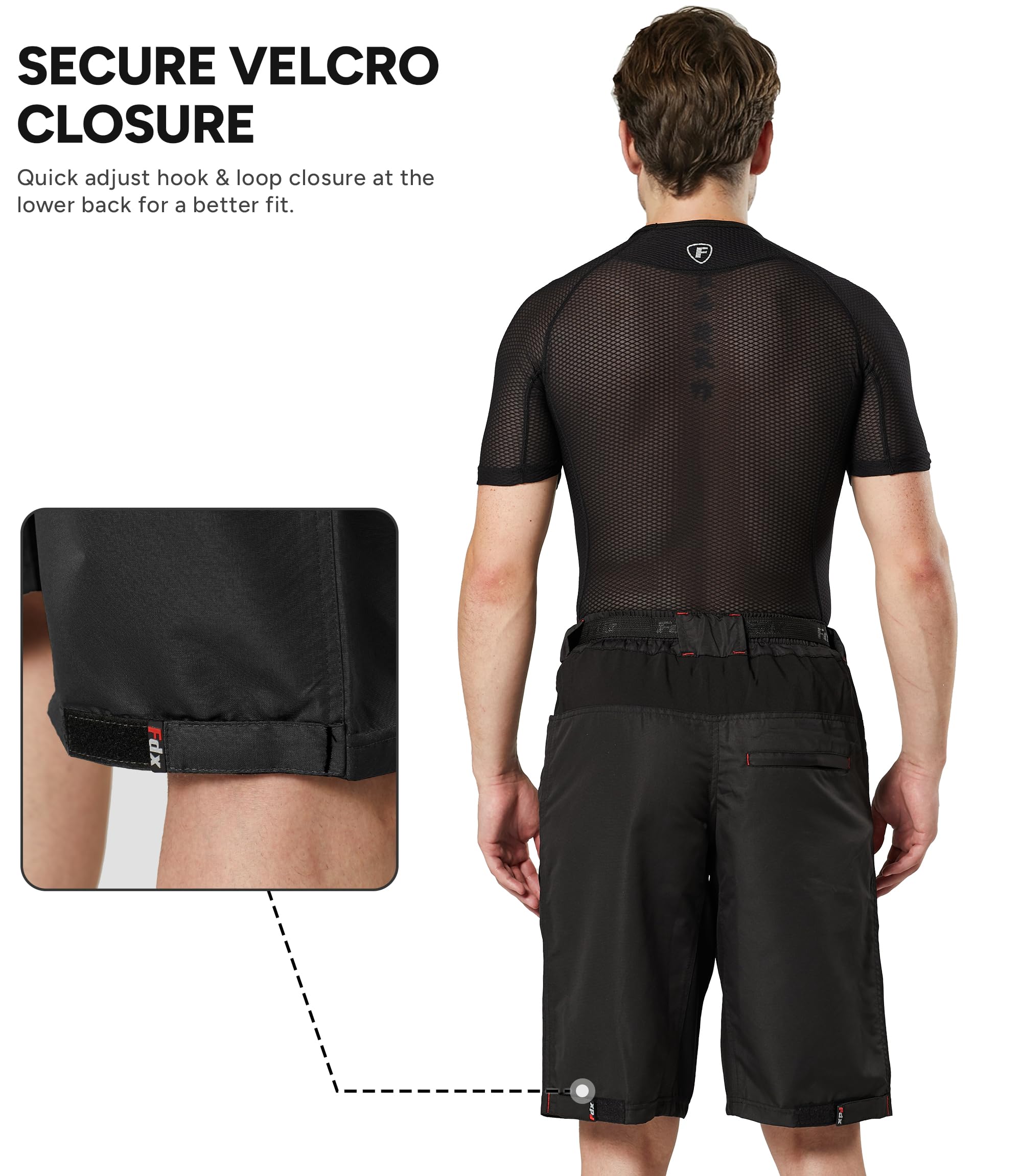FDX Pantaloncini da mountain bike da uomo, leggeri, con fodera interna imbottita rimovibile, traspiranti, ad asciugatura rapida, con tasche cargo, per allenamento sportivo