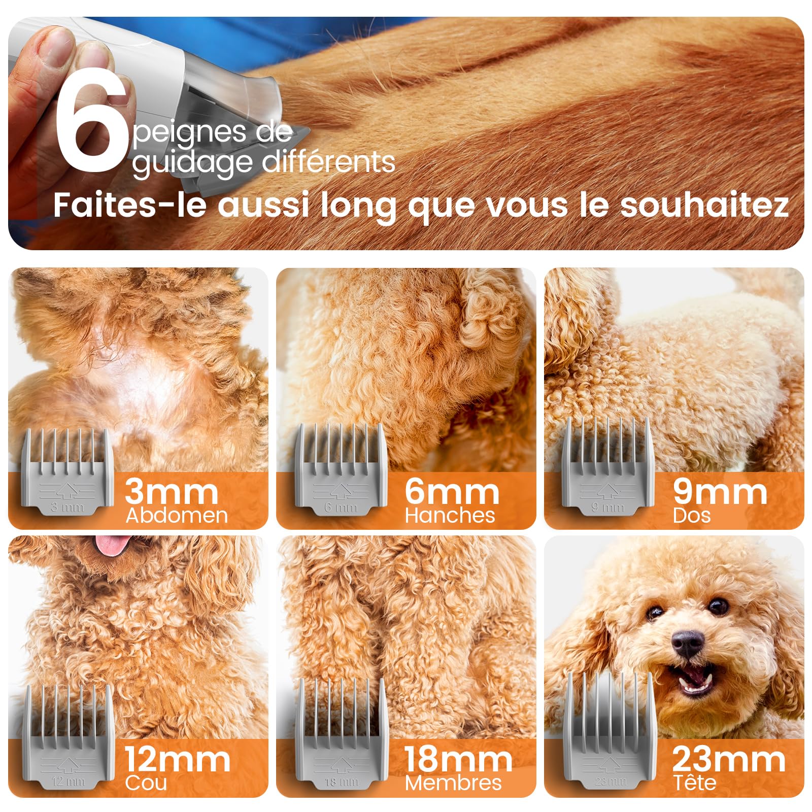oneisall Tondeuse pour chien avec aspirateur, super puissance d'aspiration 12000 Pa aspire 99,99% de poils d'animaux