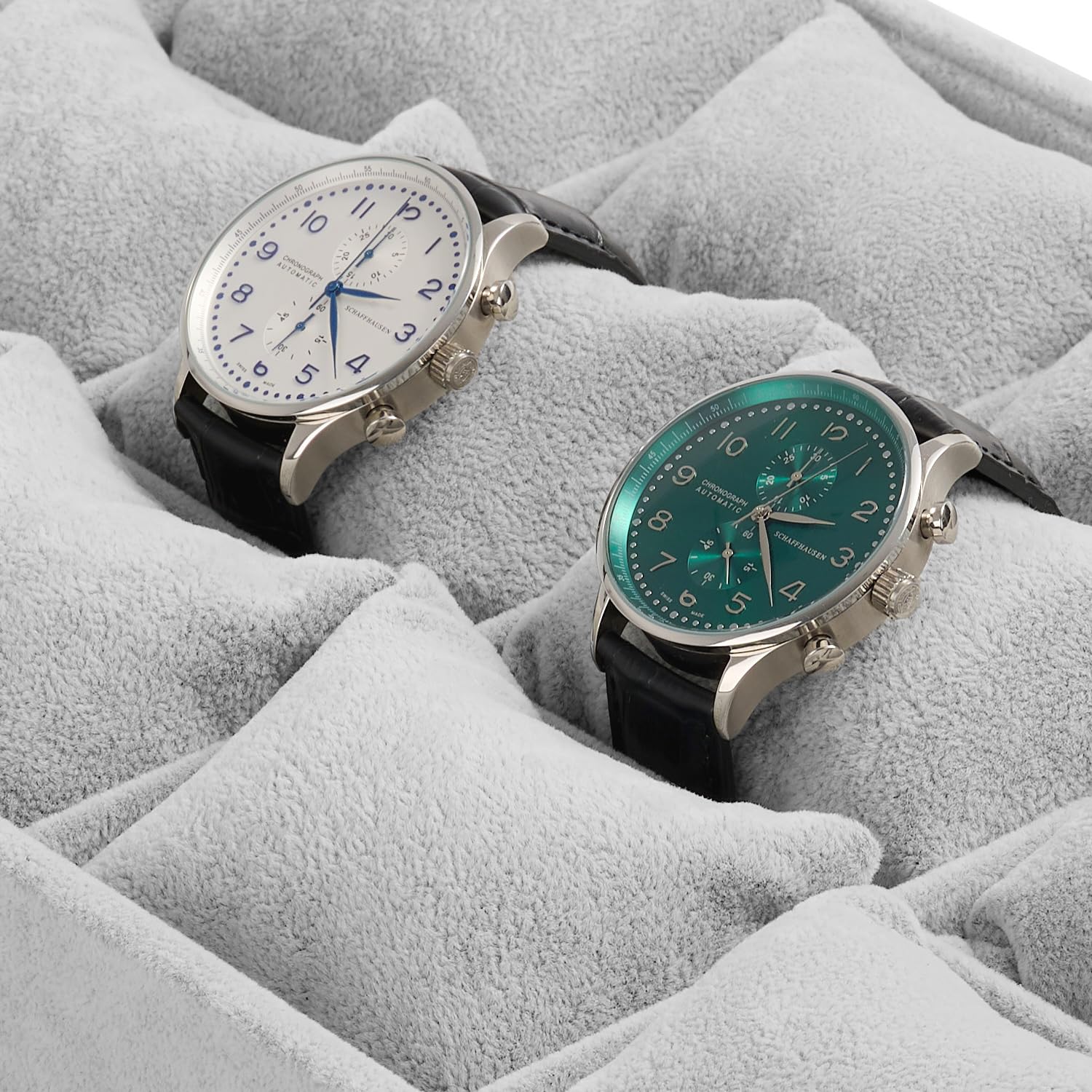 Oirlv Gris Velours Bijoux 12 Grilles Plateau à Bijoux pour Montres, Bracelets,