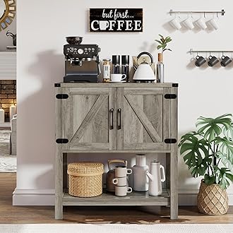 Console Table with 2-Door Cabinet Coffee Bar Cabinet Sofa Table,Entryway Table with Storage, Farmhouse Buffet Sideboard (Grey)