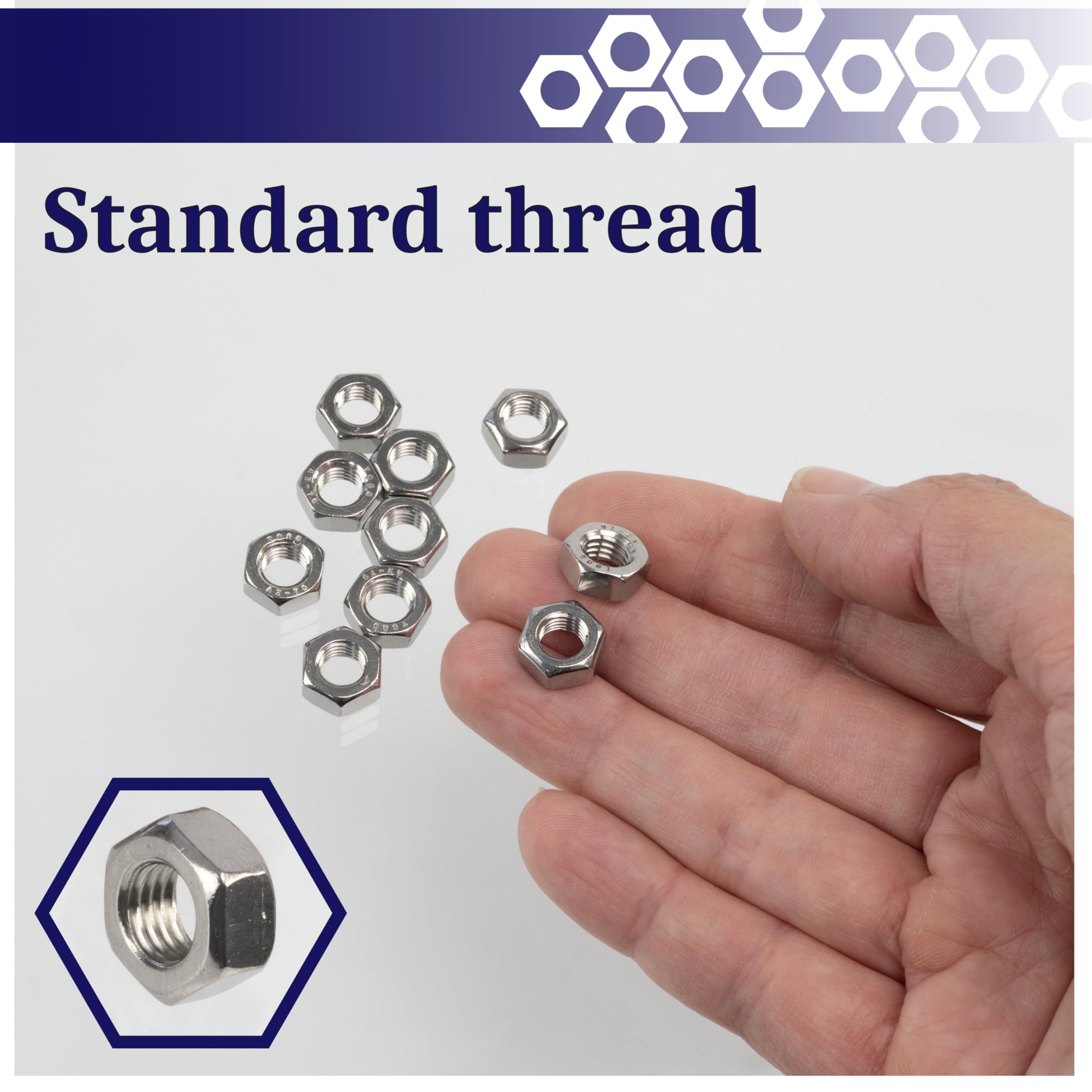AERZETIX - Set di 10 Dadi esagonali M7x1mm a 6 lati con filettatura metrica - in acciaio inossidabile - colore argento - ideali per progetti fai da te elettronica e meccanica