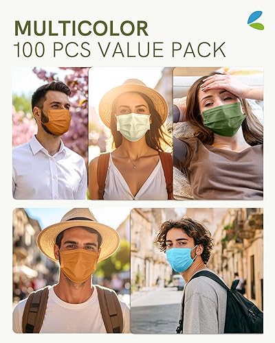 Miniatura 90 de FriCARE Mascarillas desechables para adultos, 4 capas ASTM nivel 3, protección contra alergias, envueltas individualmente, paquete de 50, surtido