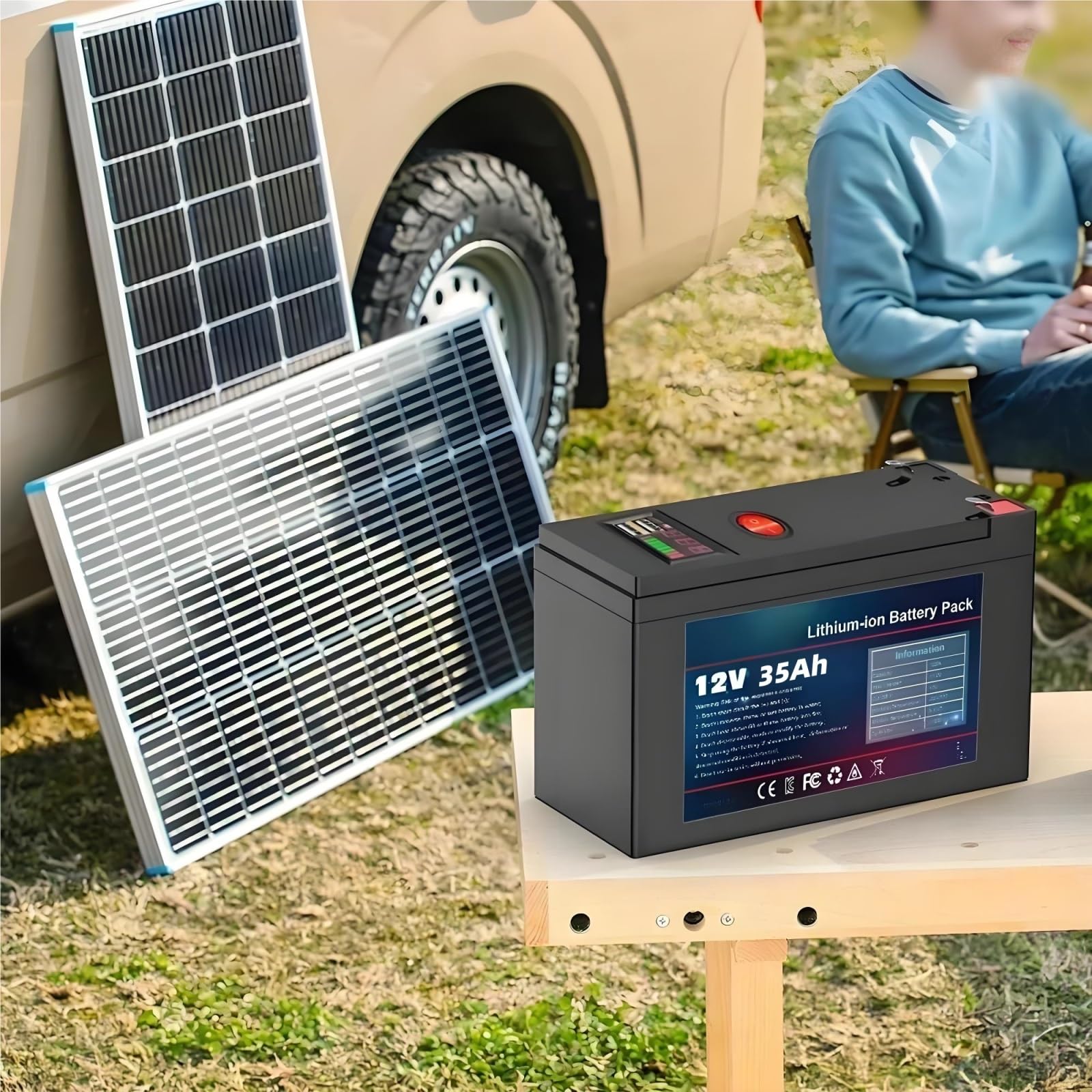 Batería 12V 35Ah Li-Ion 18650 Con Cargador 12,6V 3A Para Bicicletas Eléctricas Scooters Farolas Solares Inversores