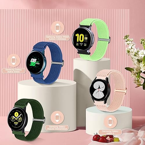 Miniatura 2 de Paquete de 5 correas deportivas de nailon solo compatibles con Samsung Galaxy Watch 5 Pro de 1.772 pulgadasGalaxy Watch 5 y 4 de 1.575 pulgadas,