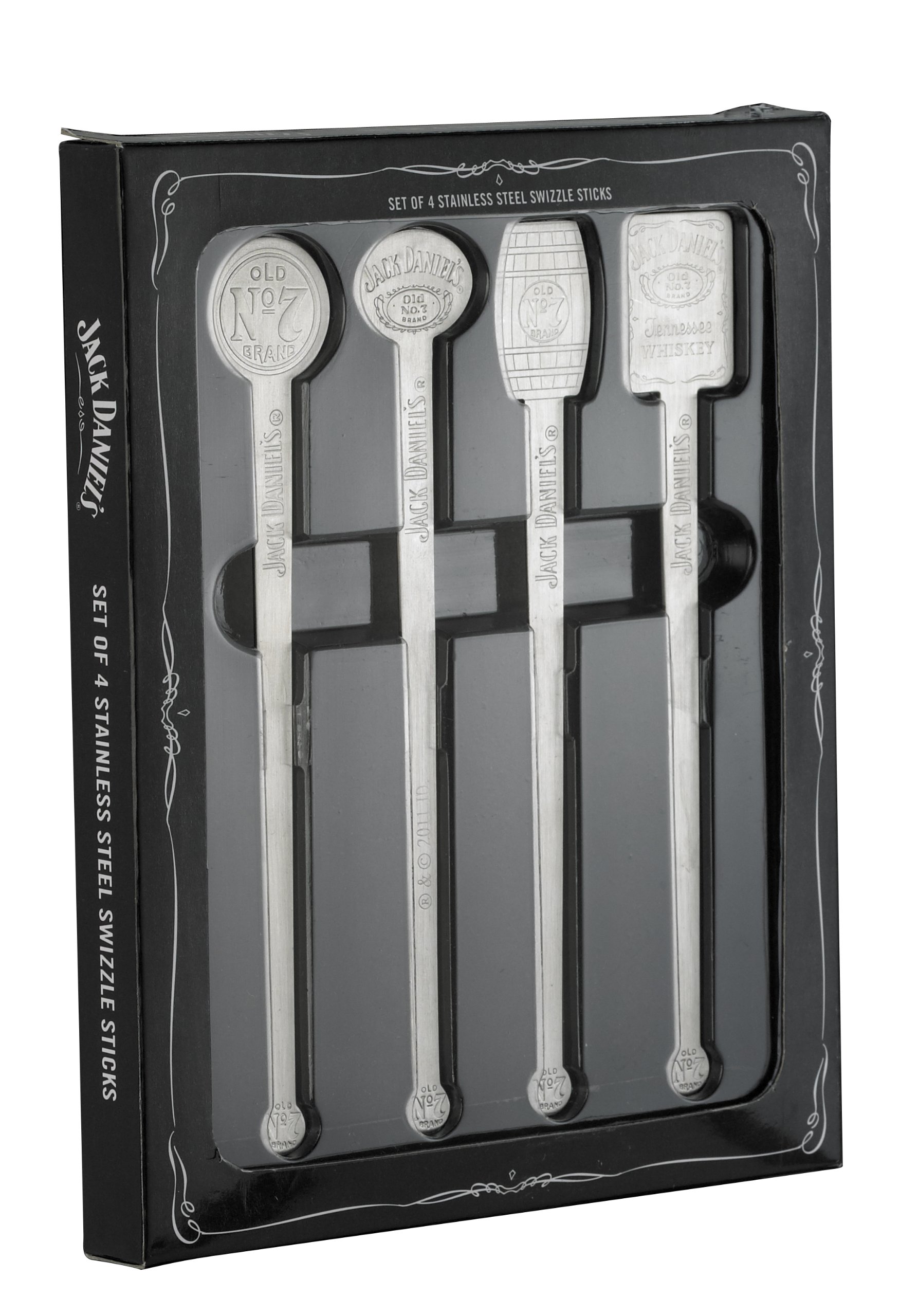 Jack Daniel's Licensed Barware Gift Set Swizzle Sticks, Silver