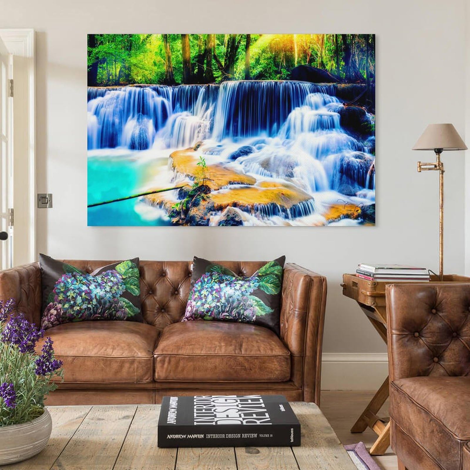 Amazon.co.jp: 滝の森と石の風景ポスター 壁用 16x24インチ(40x60cm