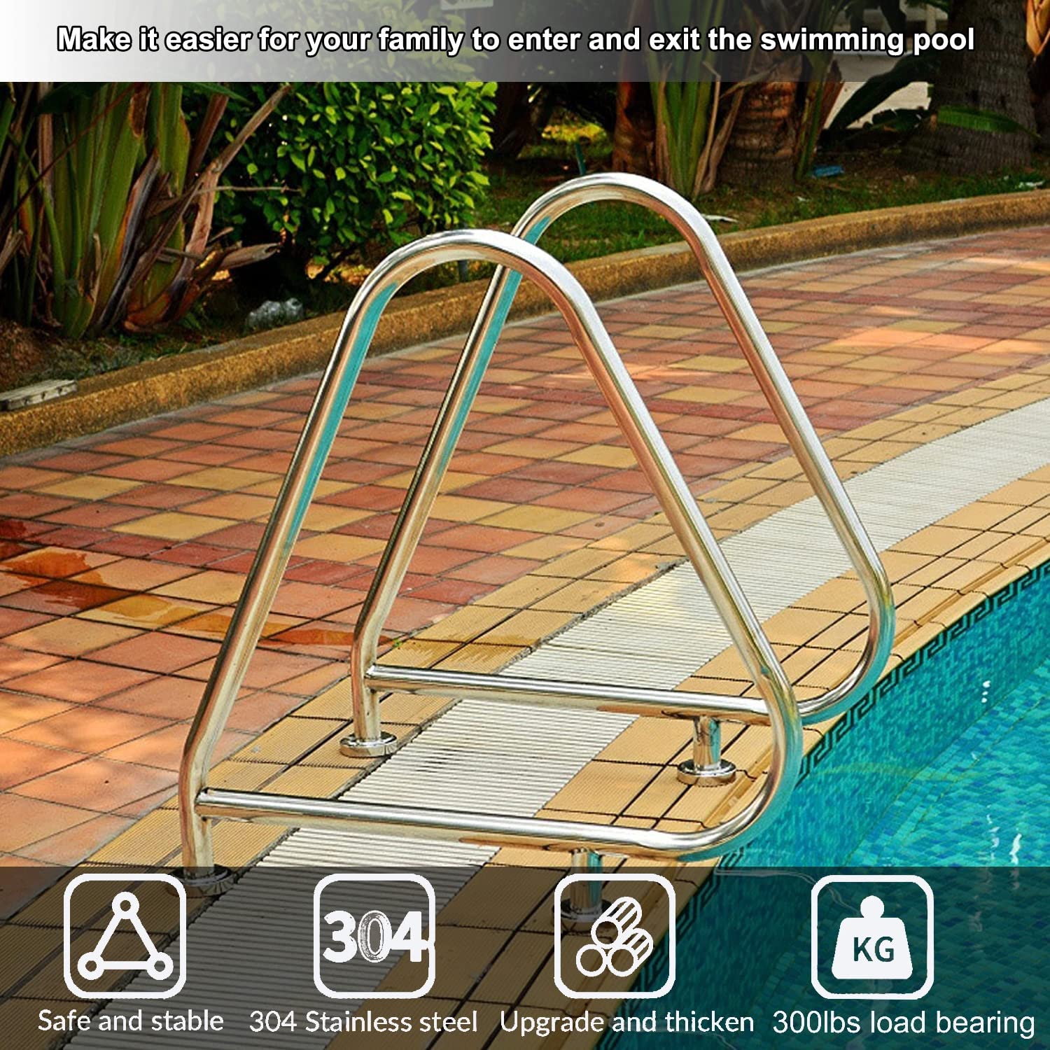 Barandilla para Piscina Barandillas De Acero Inoxidable Baranda De Piscina 81 * 90cm Pasamanos Fácil Montaje para Piscina Sauna Parque Acuático Interior Y Exterior (Size : 2 Pack)