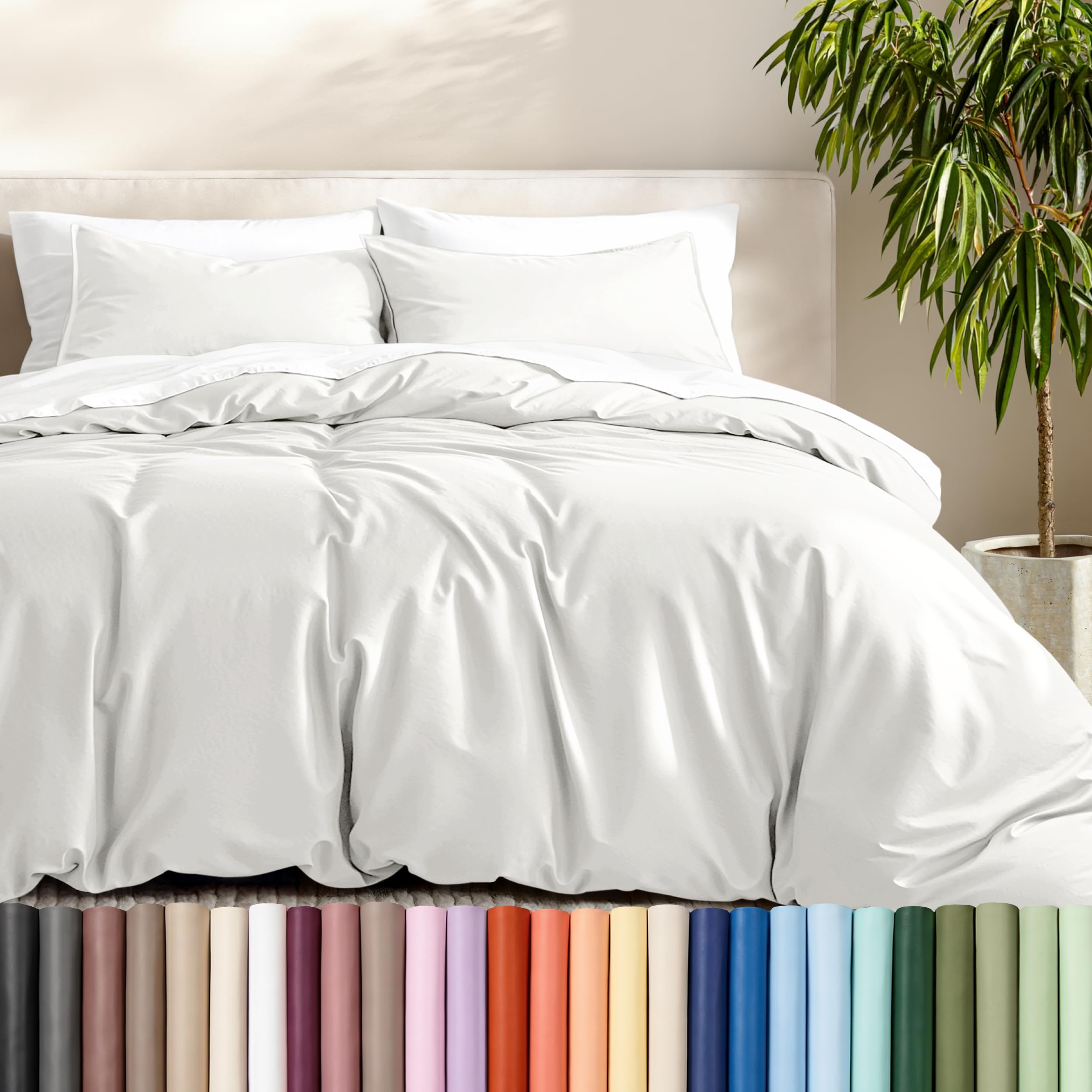 Bare Home Duvet Cover Set 1800 Ultra-Soft (Oversized Queen, Cream) — image 1