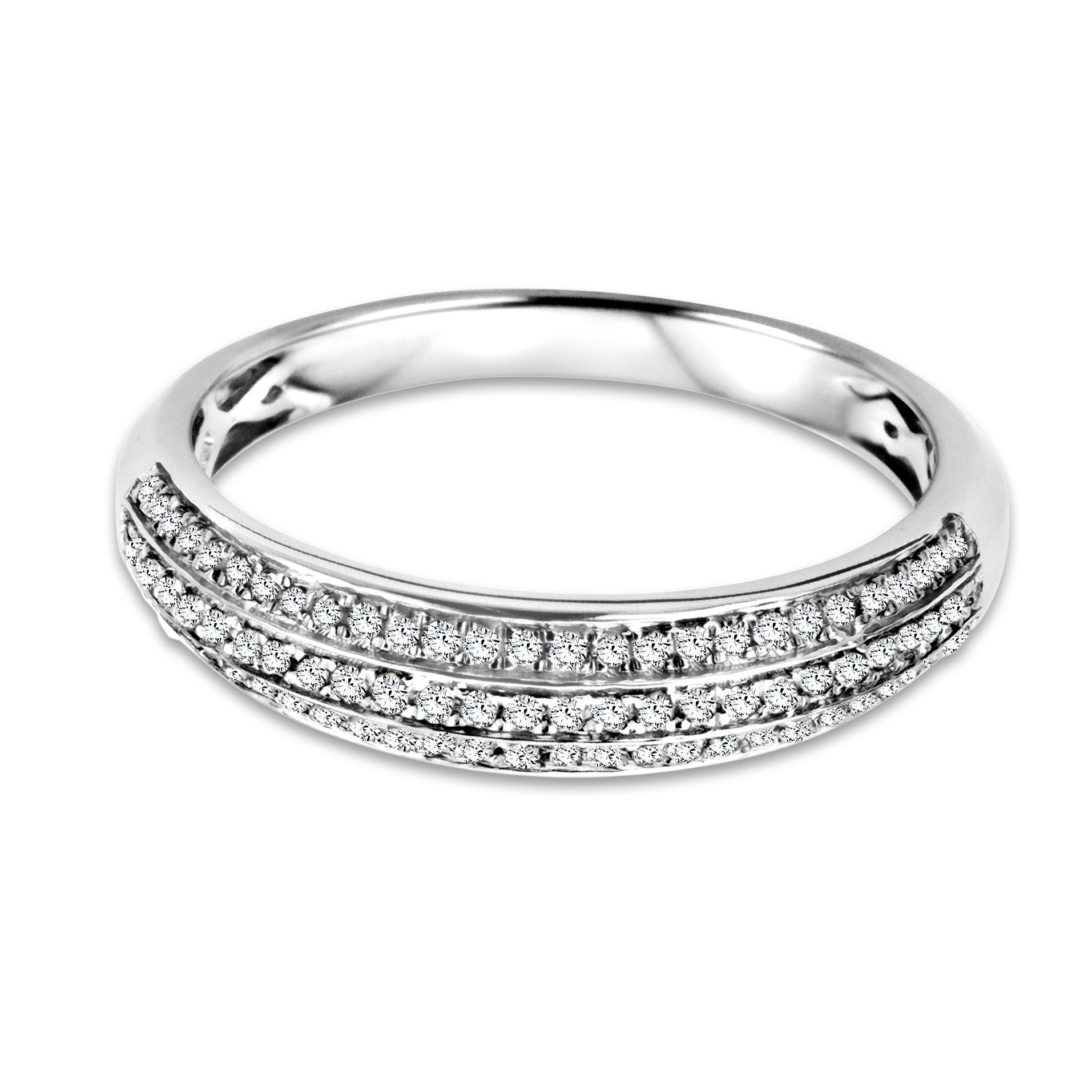Miore Pierścionek damski wielorzędowy diament Pavé obrączka ślubna białe złoto 9 karatów / złoto 375 diamenty brylanty 0,23 ct, biżuteria, Złoto, Diament