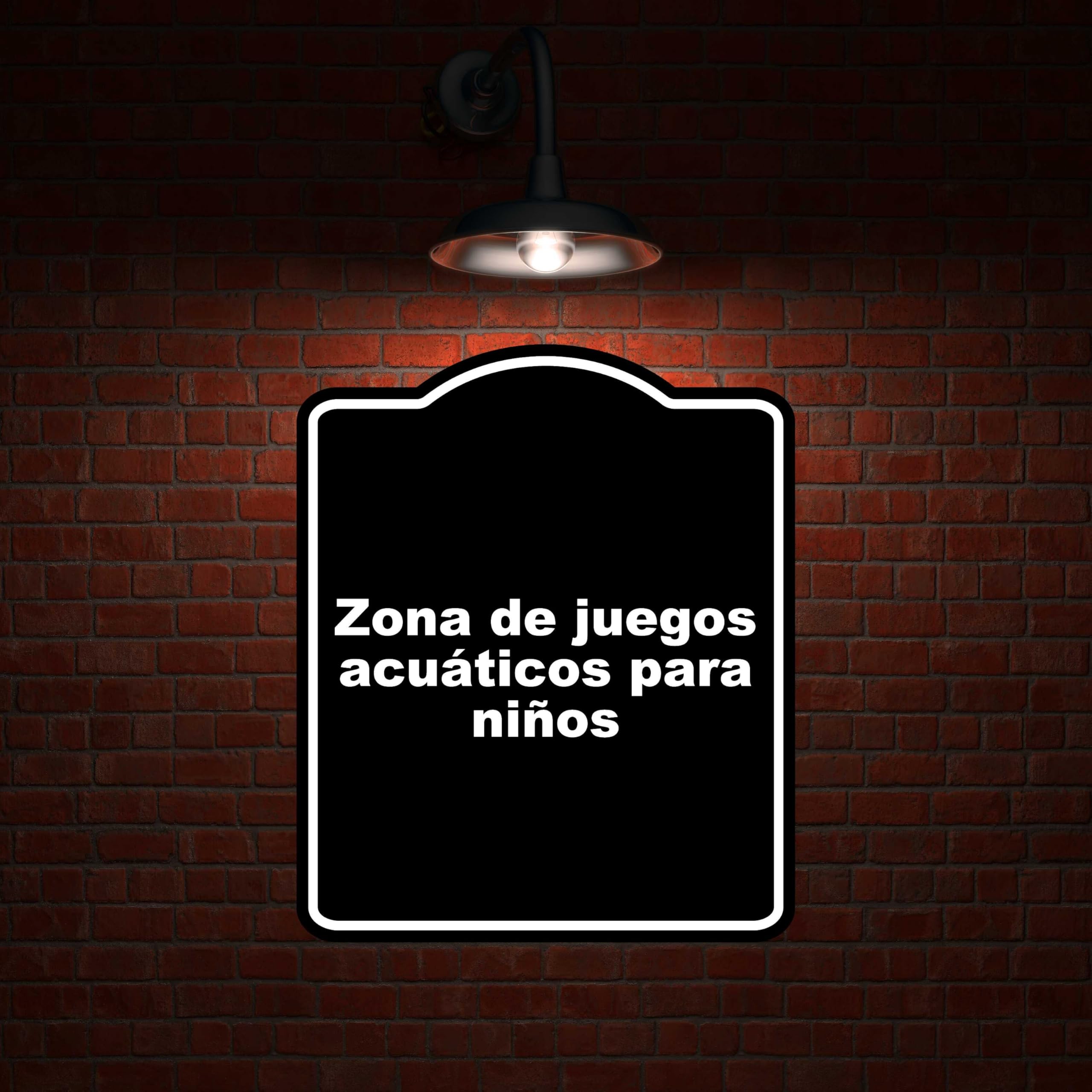 Zona de juegos acuáticos para niños BLACK Aluminum Composite Sign 20 x 24 inches