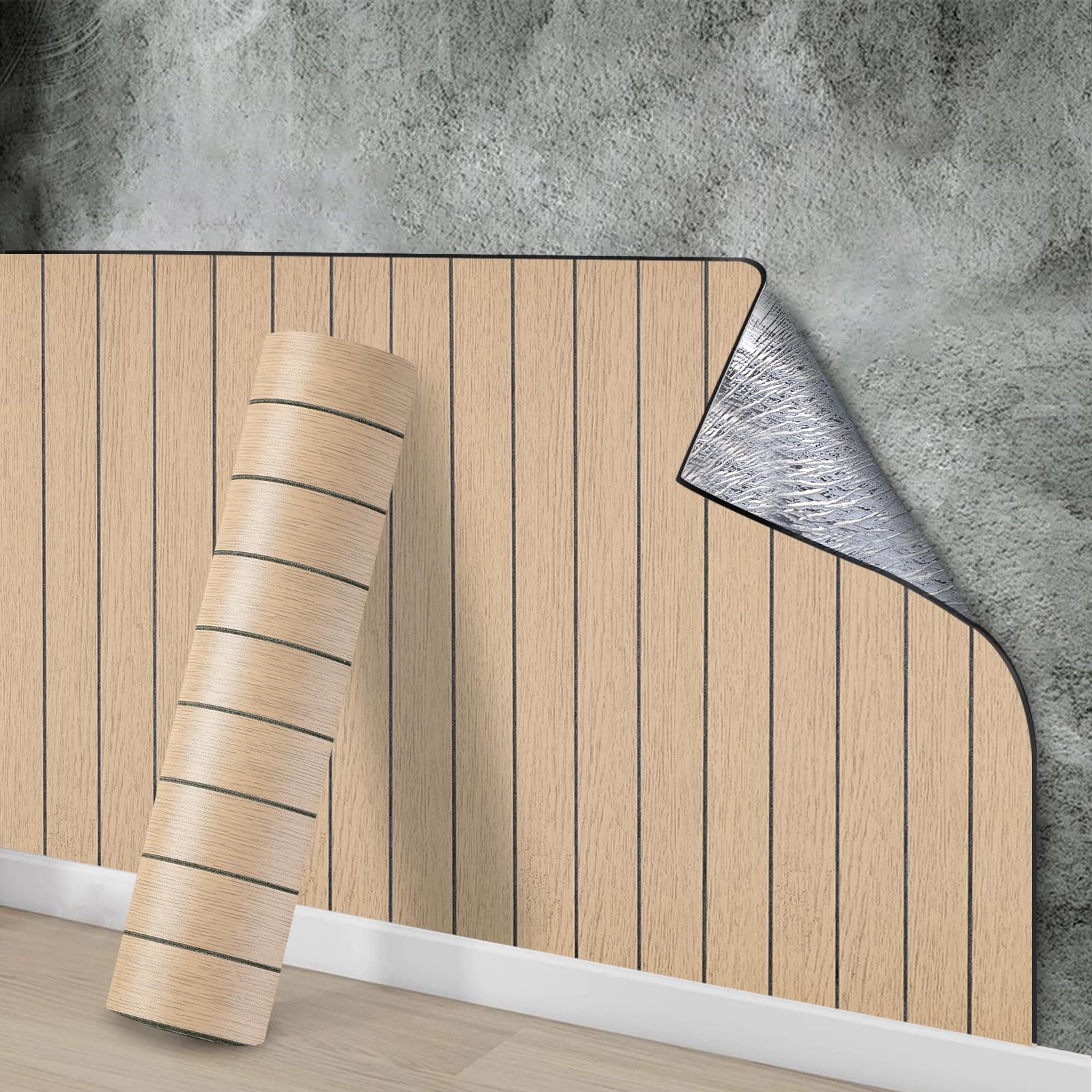 Snewvie Self Adhesive Wallpaper Brown Wood Panel Wallpaper 3m*40cm 3mm Thicken Self-Adhesive Wood Panelling Waterproof Thermal Insulating Wall Covering for Bedroom Living Room (1 Roll)
