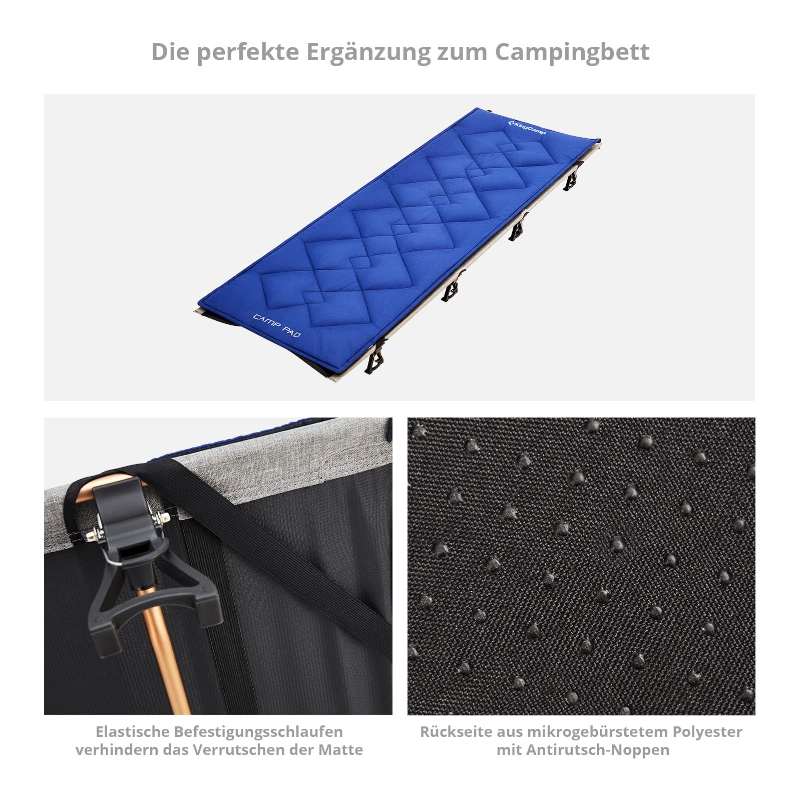 KingCamp Feldbettauflage Camp Pad Camping Klappbett Bezug Decke 100% Baumwolle L
