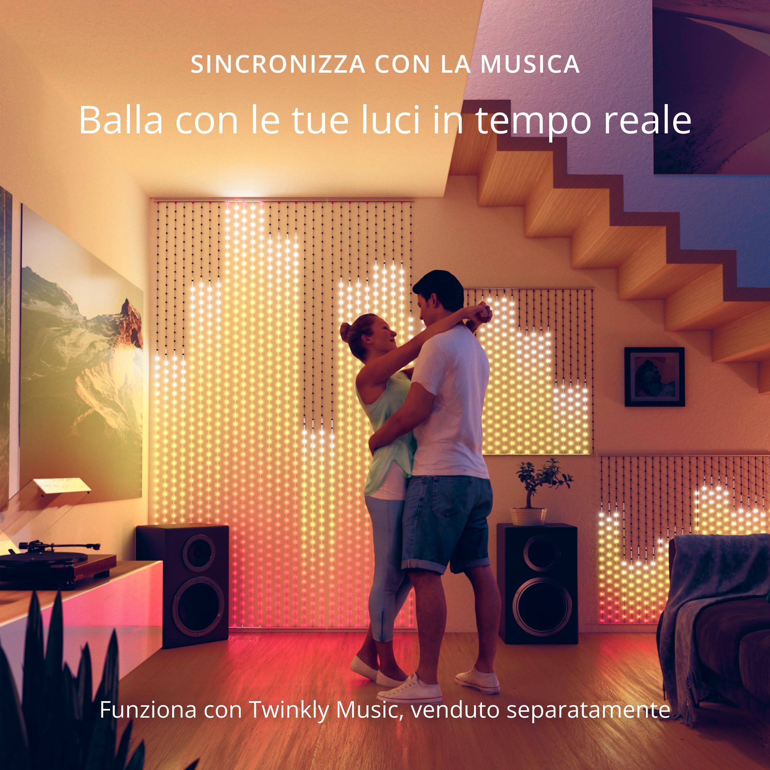 Twinkly Matrix 480 LED RGB, Tenda LED Alta Densità, Luci Smart Multicolore Gaming RGB, Compatibile con Razer Chroma, Omen, Alexa, Google Home, Luci Gaming, Controllo App, Filo Trasparente, 1m x 1m