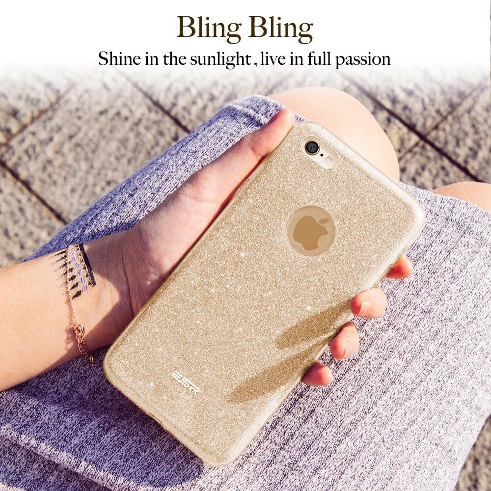 ESR iPhone 6 Plus Case, iPhone 6S Plus Case, Luxury Glitter Sparkle Bling Designer Case [Slim Fit, Hard Back Cover] Shining Fashion Style for Apple iPhone 6 Plus/6s Plus 5.5" (Champagne Gold)