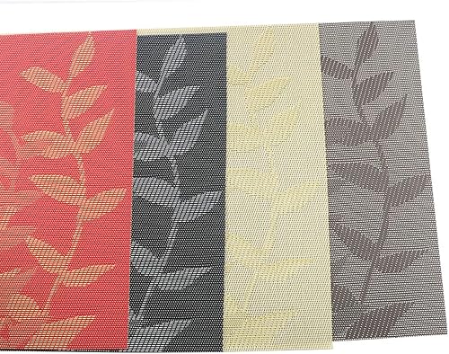 Miniatura 7 de Gugrida Juego de 6 manteles individuales de vinilo dorado con diseño floral resistente al calor para mesa de comedor, interiores y exteriores,