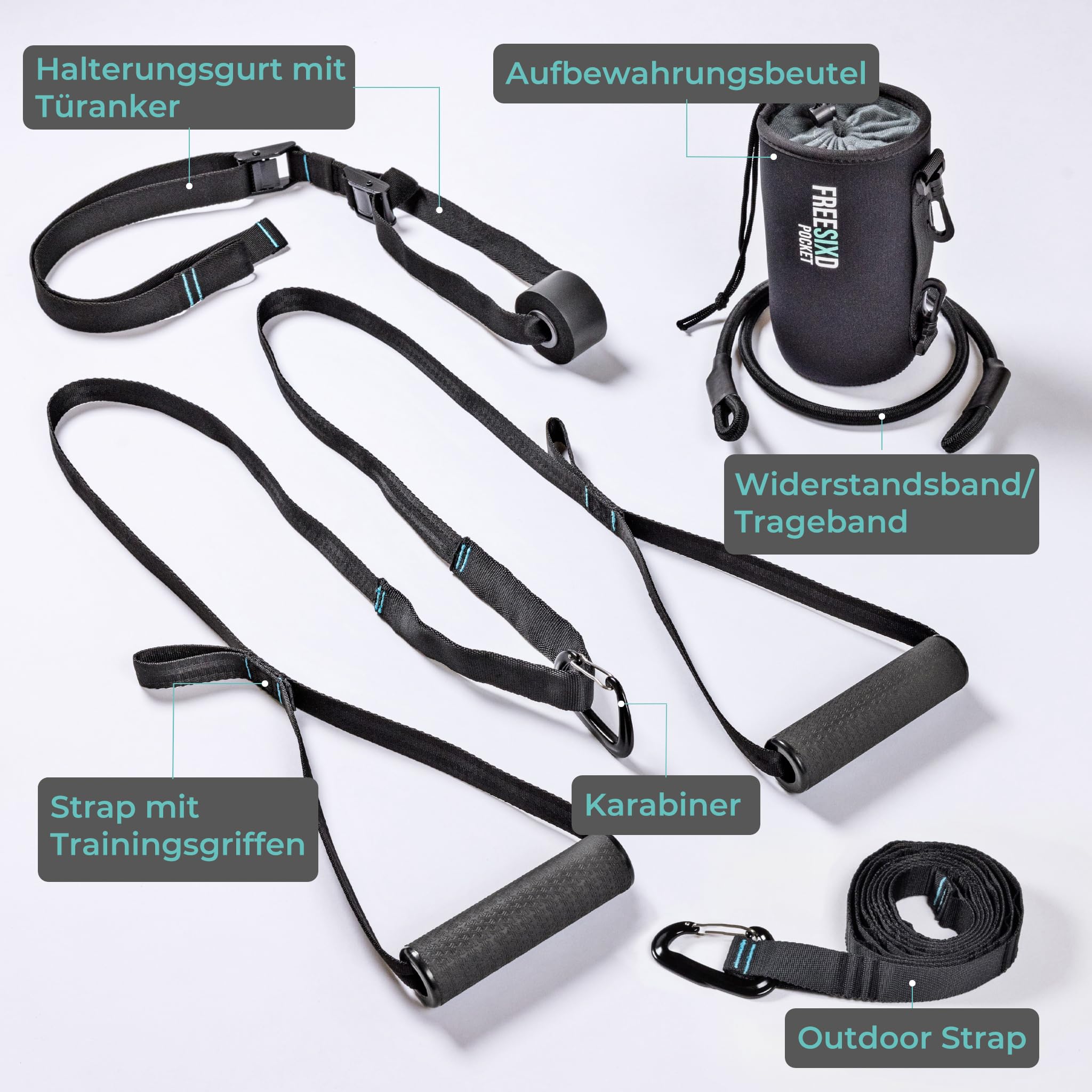 Pocket Schlingentrainer - Kompakter Sling Trainer für Ganzkörpertraining | Suspension Trainer für Zuhause, Outdoor & Reisen | Robustes, leichtes Trainingsgerät für Fitness & Krafttraining