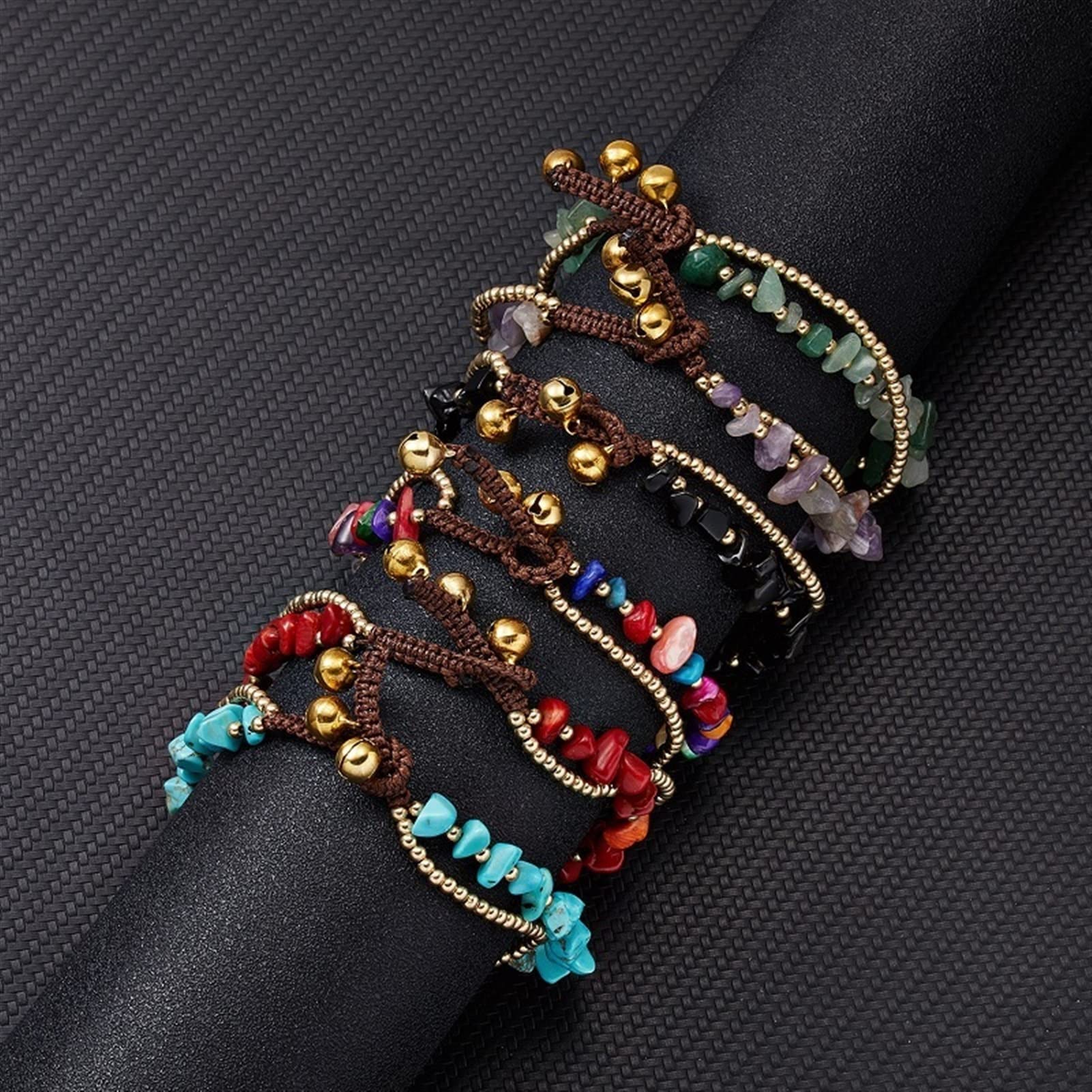 Cavigliere/Cavigliere Cavigliera con Perline Intrecciate a Doppio Strato, Bella Cavigliera Moda Beach Gala Wedding Style Jewelry（21-25CM） Cavigliere (Color : Gules)