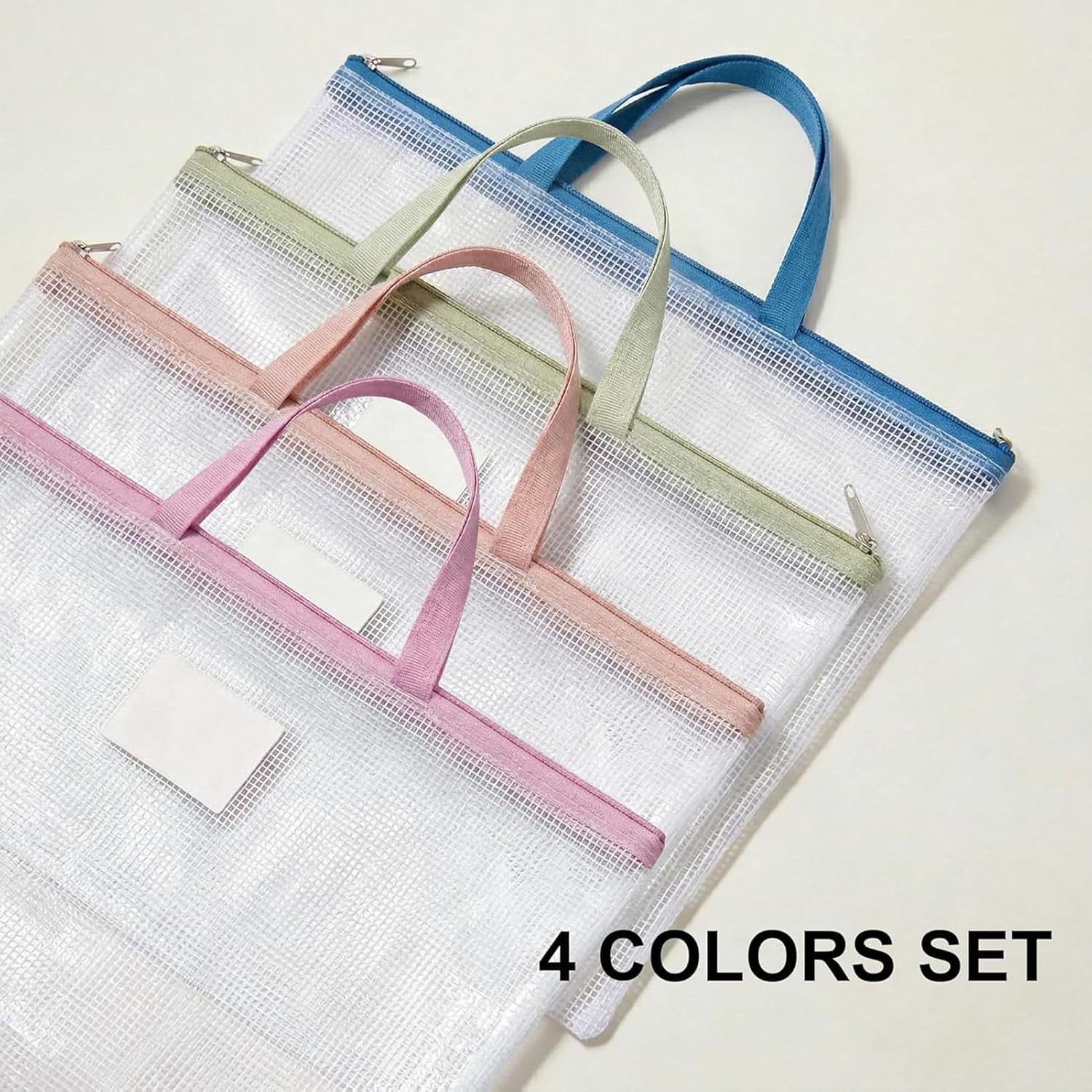 Fafeicy Mesh Art Portfolio Bag, A2 Zipper File with Handle (4 Pack)