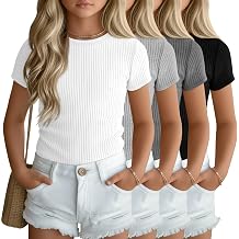 4 Pack Girls Ribbed T-Shirts