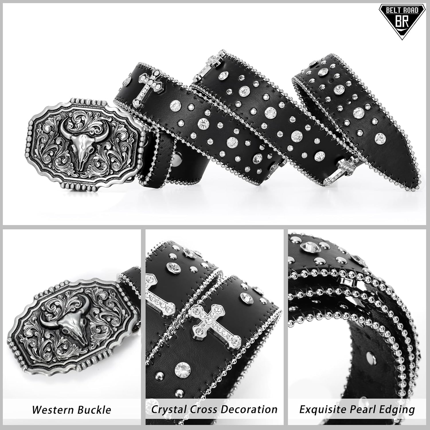 BELTROAD Cowboy Cowgirl Belts for Women Men Western Belts Punk Goth Belt PU Leather Belt With Western Buckle - Image 2