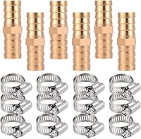 Vista 2 de 6 Pack Garden Hose Repair Connector with Stainless Steel Clamps, 5/8 Inch Aluminium Garden Hose Repair Kit