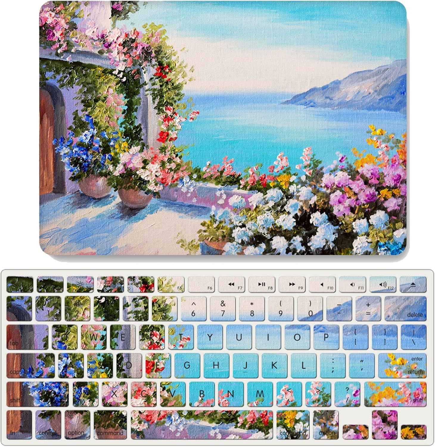 IVY Hard Shell Case with Keyboard Cover Case for MacBook Air M1 / Air 13 Retina Newest Release (2018-2022, Models: A2337 / A2179 / A1932) Oil Painting Case - J
