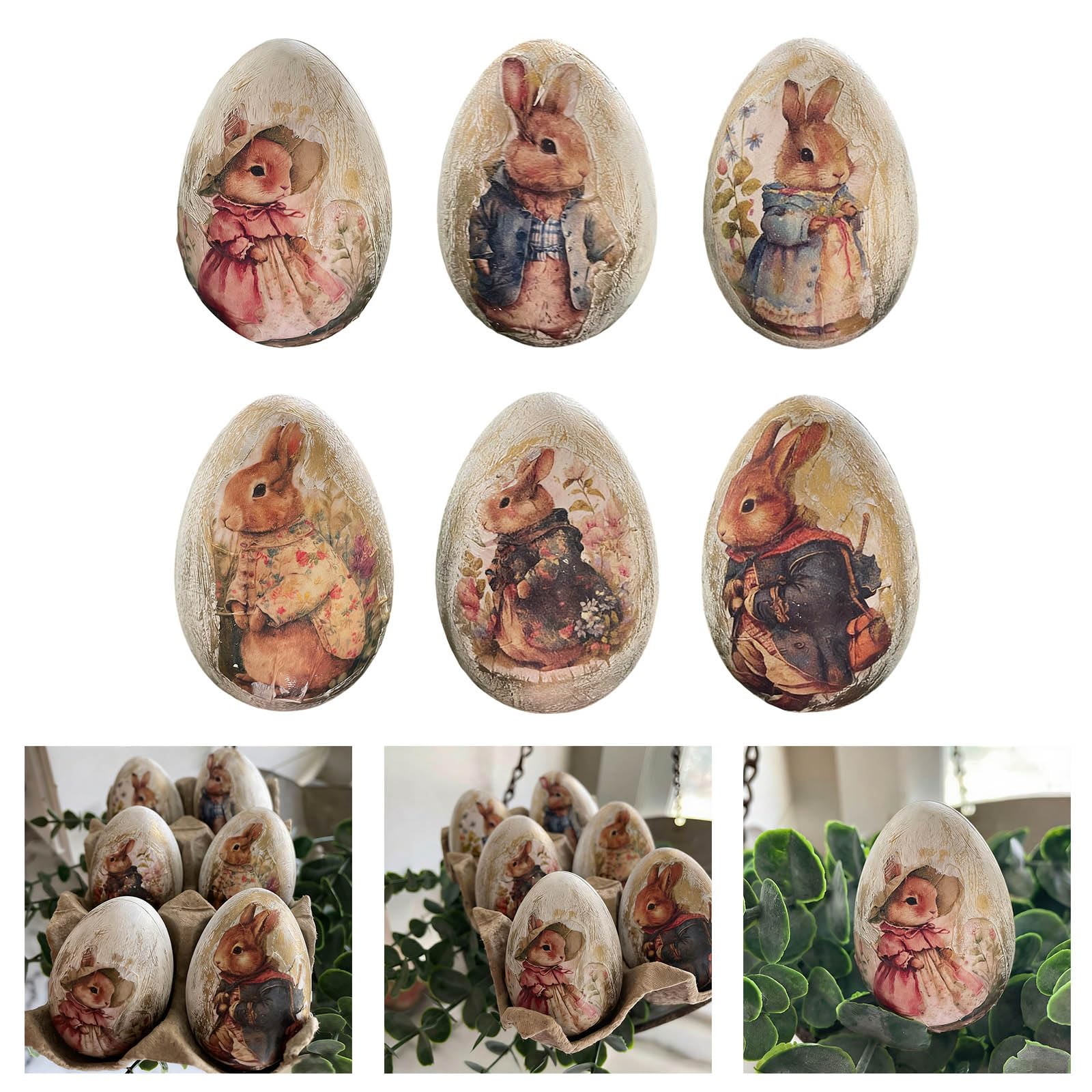 Decorazione a forma di coniglietto pasquale dipinta a mano con diversi abiti, perfetta per decorazioni da tavolo per le festività, decorazioni tradizionali