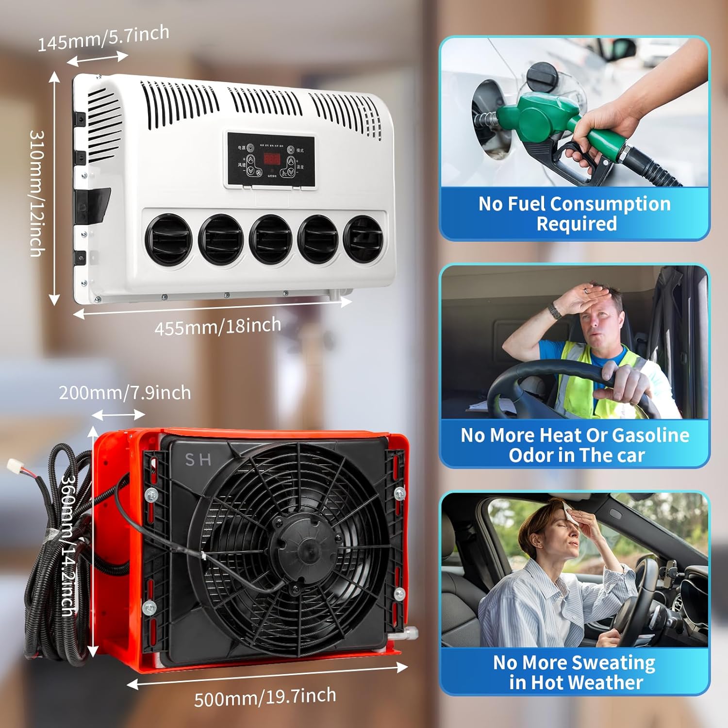 12V RV air conditioner,split type 9000btu truck air conditioner, suitable for camping vehicles, trucks, RVs, trailers, excavators, vans and other 12V DC AC (12, Volts (DC))