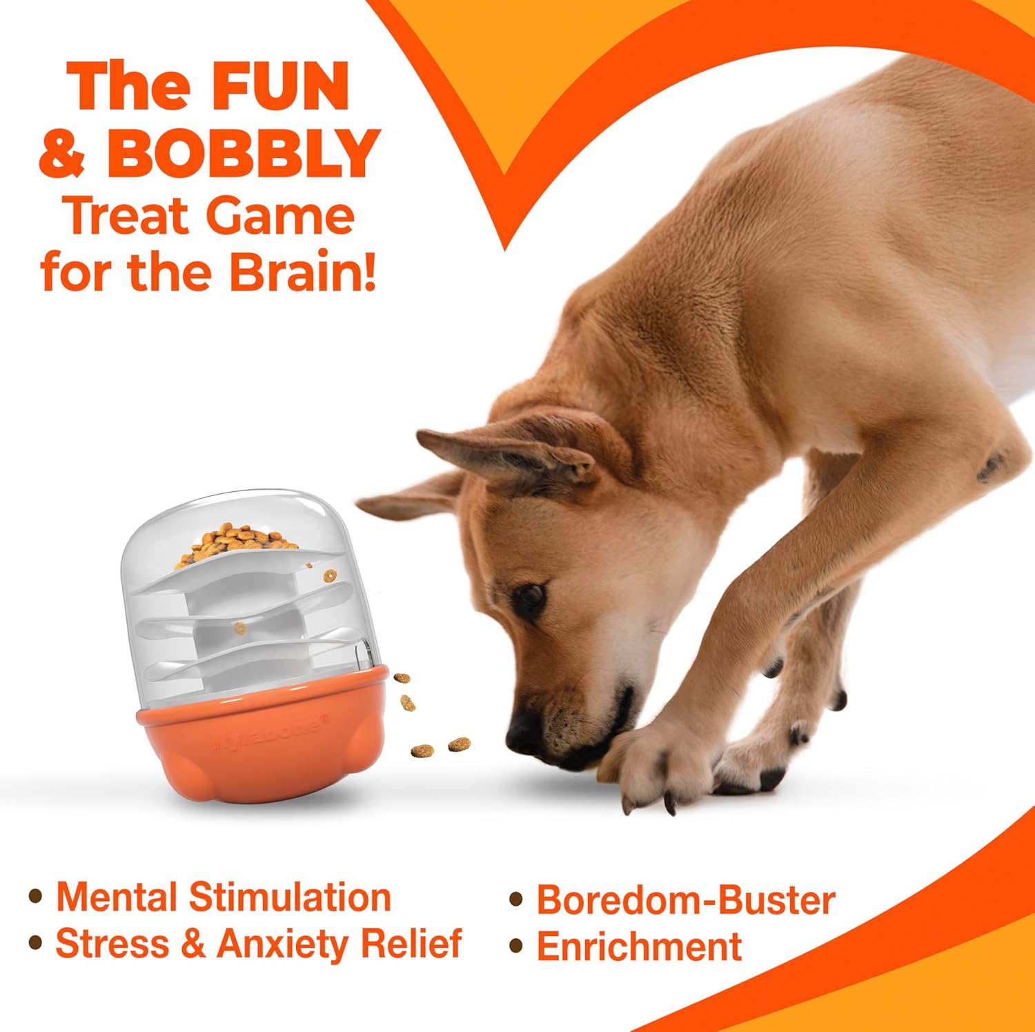Nylabone Boop-N-Bobble Interactive Puzzle Toy & Treat Dispenser for Dogs, Mental Stimulating Dog Enrichment Toys, Treat Ball with 3 Customizable Challenge Levels