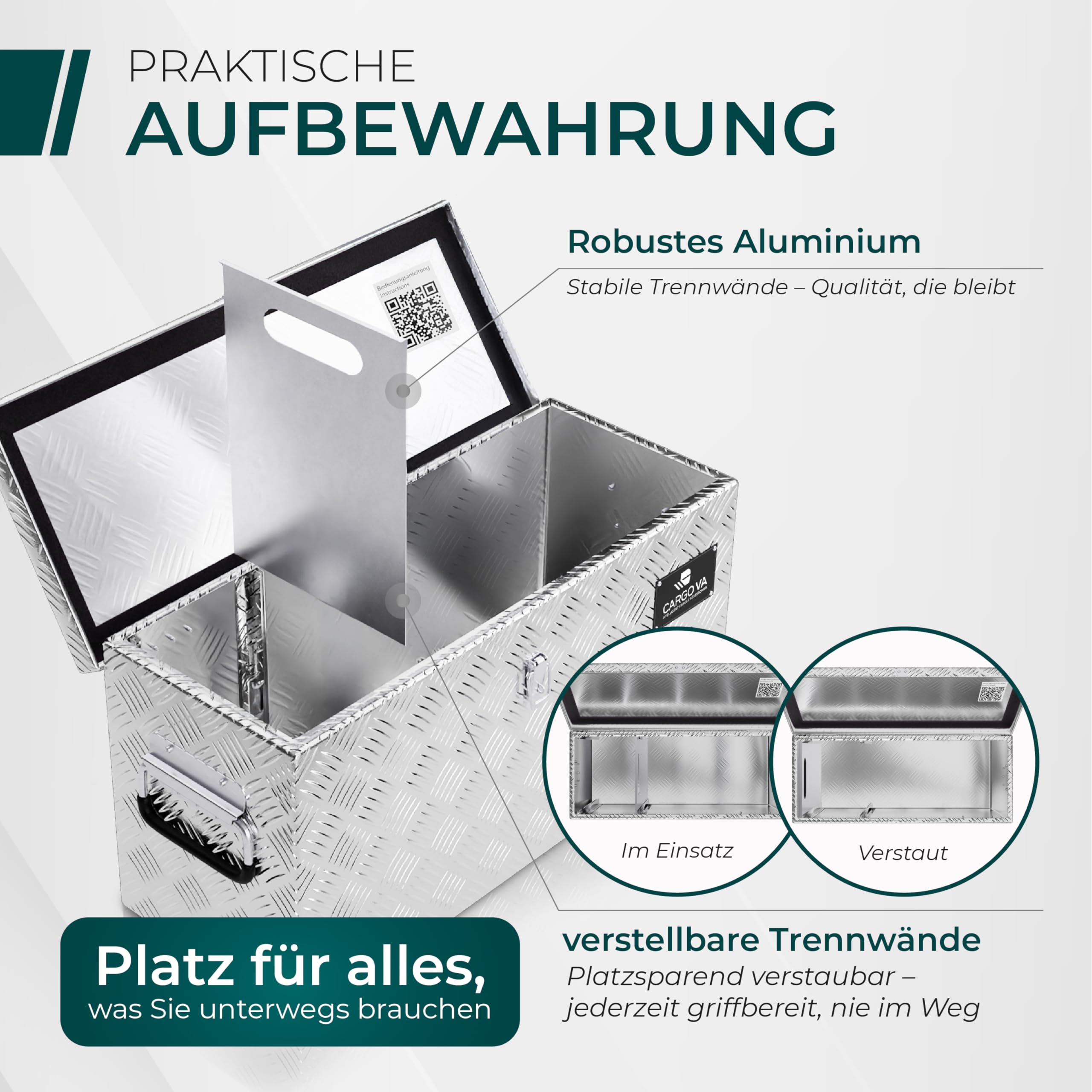 Wasserfeste Deichselbox Abschließbare Anhängerbox 50x17x20CM Transportbox