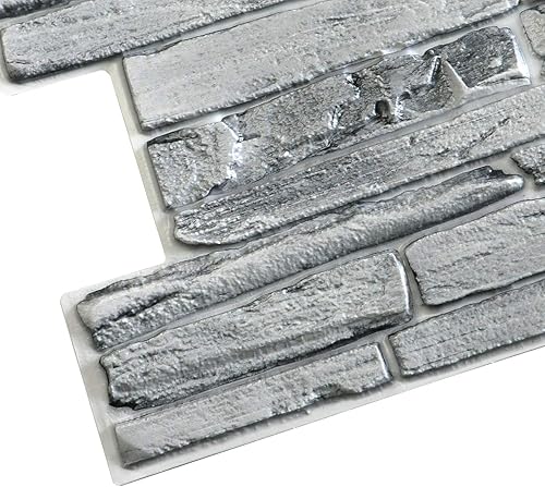 Miniatura 4 de Dundee Deco Panel de pared 3D de PVC de pizarra sintética gris, 3.3 x 1.7 pies (38.6 in x 19.7 in), decoración de paneles de pared de diseño