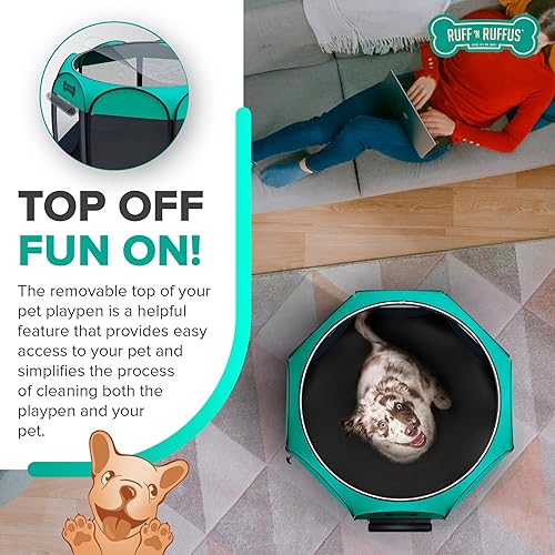 Miniatura 7 de Ruff n Ruffus Portable Foldable Pet Playpen  Free Carrying Case  Free Travel Bowl  Available in 3 Sizes IndoorOutdoor Water-Resistant Removable