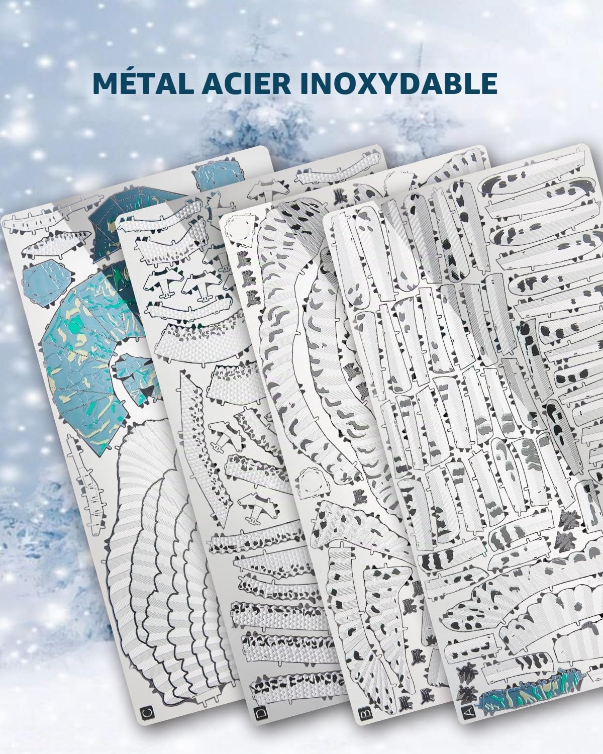 Piececool Puzzle 3D Métal Maquette Bubo Scandiaca Grive des Neiges, 122 Pièces, 12 x 22 cm, 16 ans et plus