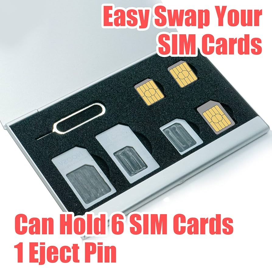 Amazon | アルミニウム SIMカードケース 6スロット 超薄型SIM