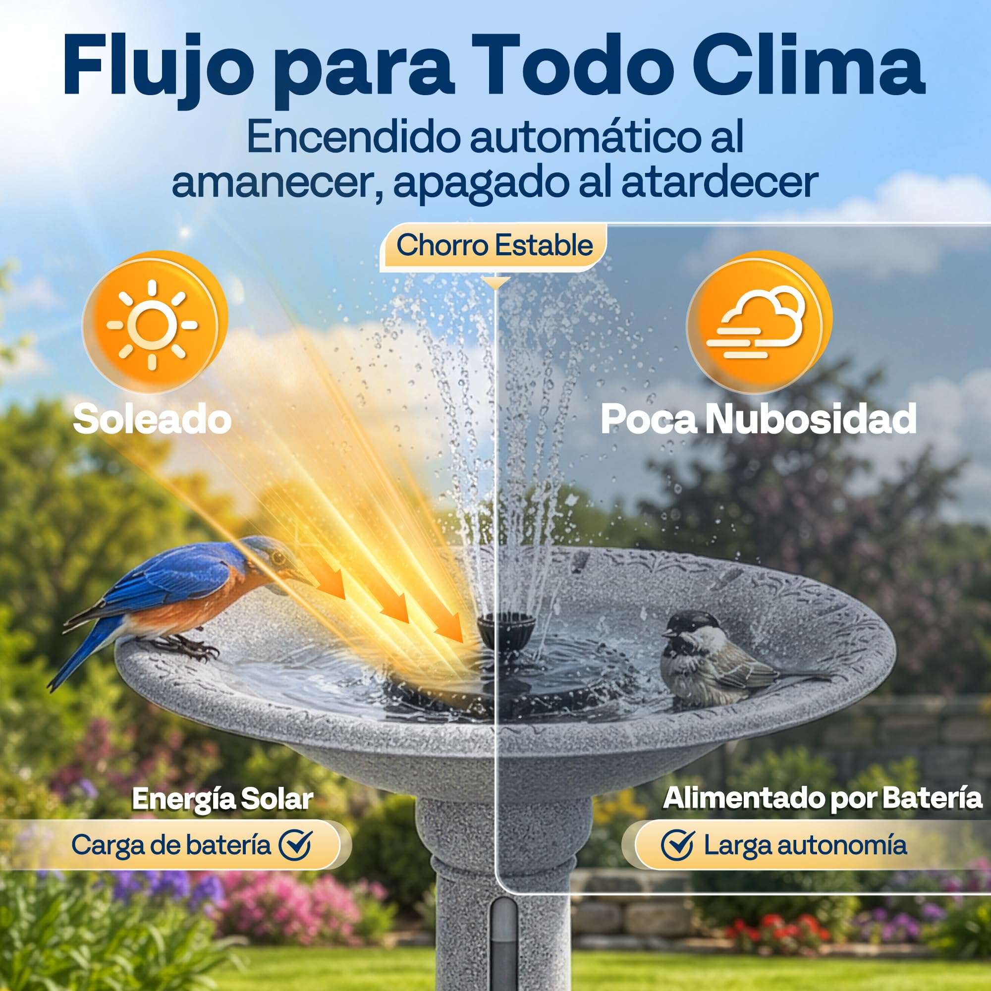 VIVOHOME ⌀51cm Baño para Pájaros de Jardín al Aire Libre, 4,5L Depósito | ABS Resistente a la Intemperie para Jardín, Patio Trasero o Balcón. Fabricado en ABS resistente a la intemperie.