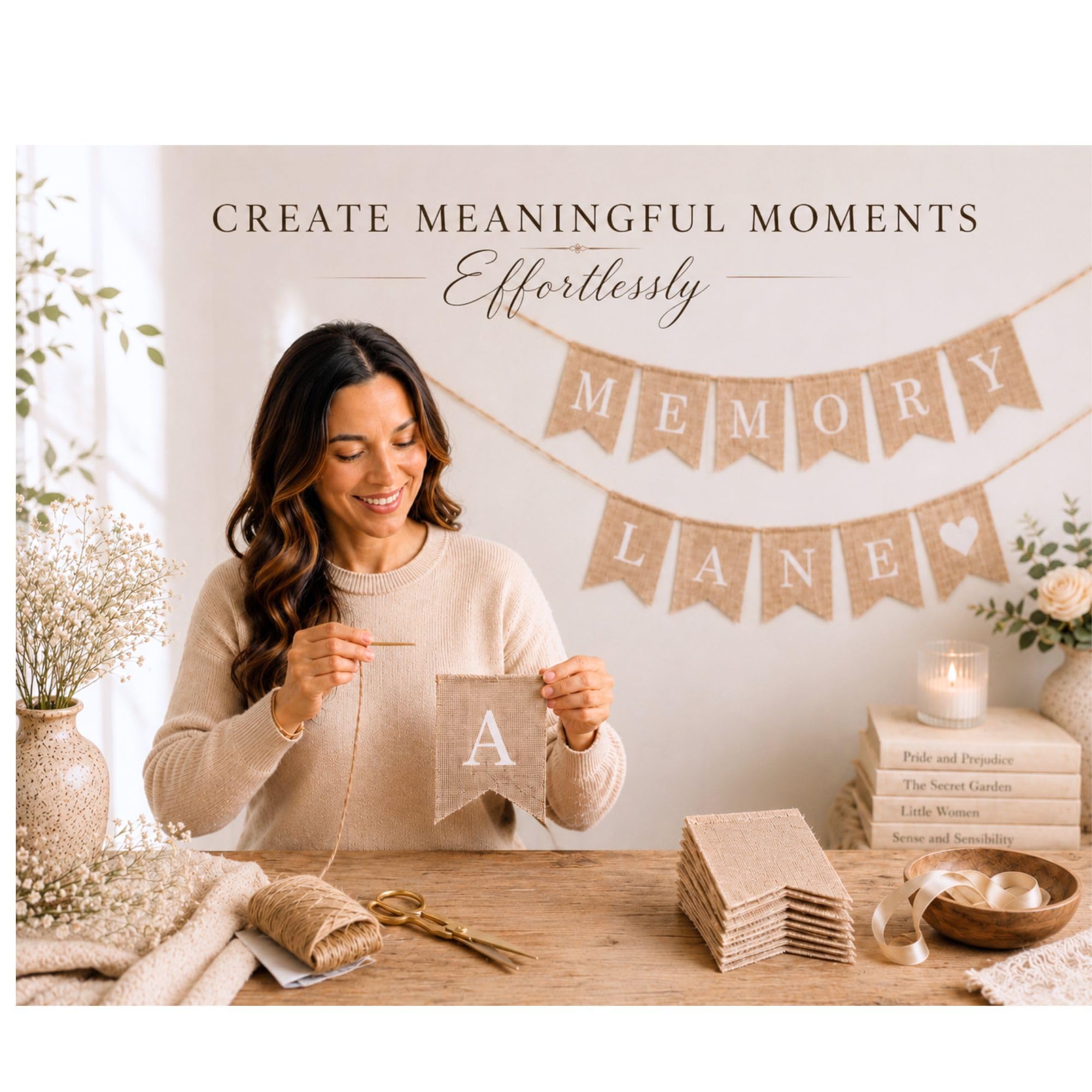 Kit de pancarta preimpresa: 97 banderas de arpillera con letras blancas, números y símbolos, pancarta personalizada reutilizable, haz tu propia pancarta personalizada para decoración estética de