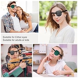2 Pcs 3D Eye Patches for Adults and Kids, Adjustable Medical Eyepatch for Right or Left Eye,One Eye Cover for Amblyopia Lazy Eye,Pirate Costume(Green, Dots)
