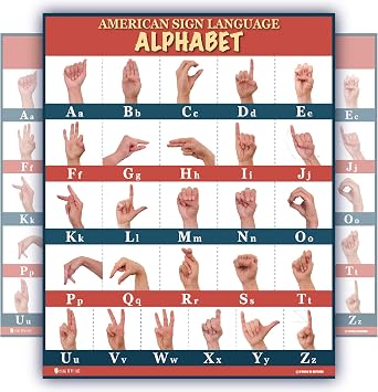Young N Refined Sign Language abc poster 18x24 large LAMINATED with UPDATED FIXED images