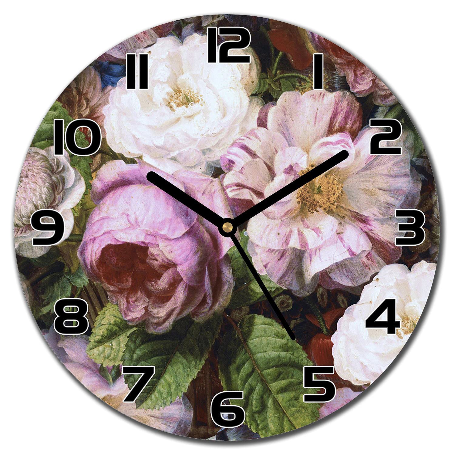 Horloge en verre aiguilles noires lisible et robuste pour cuisine