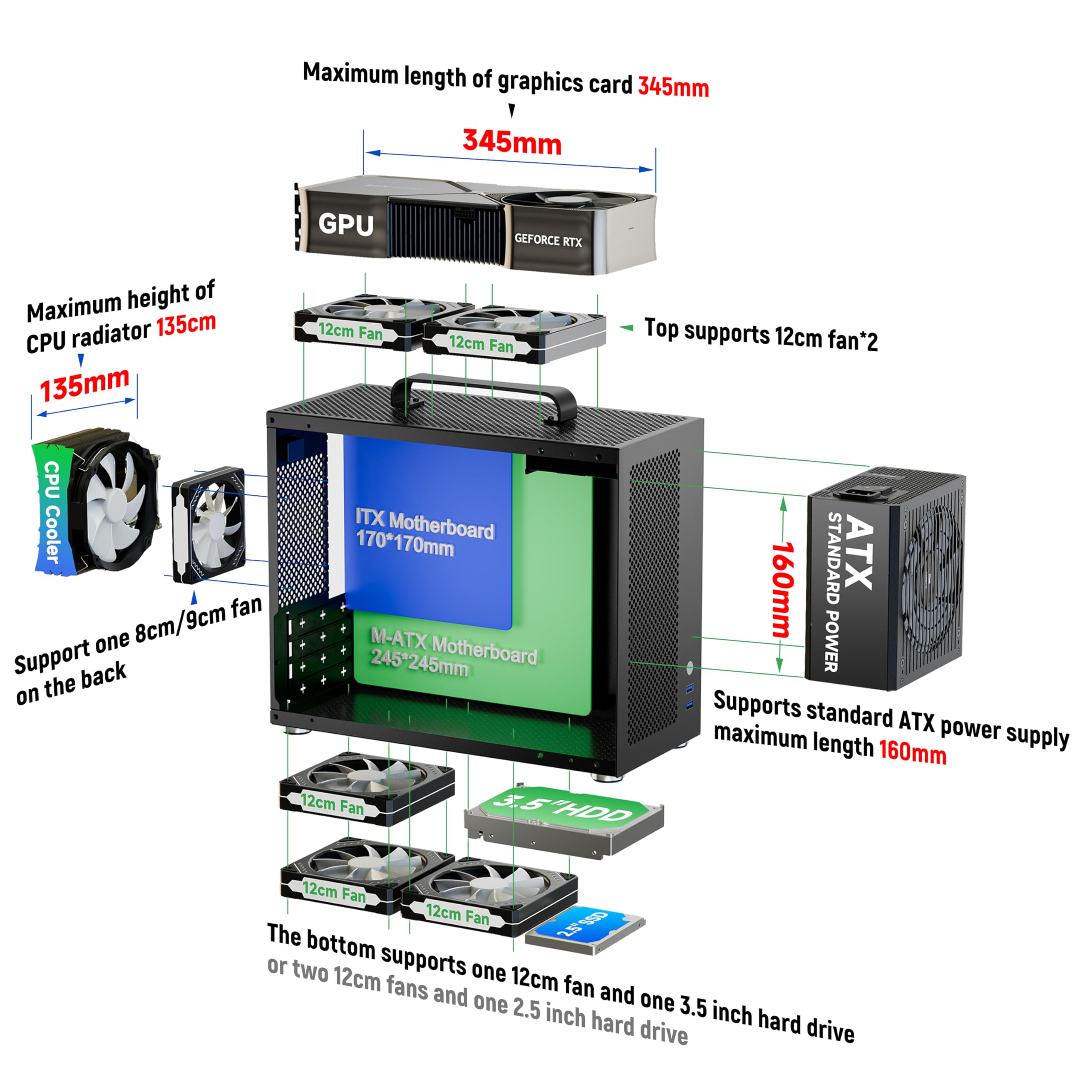 ミニタワーPCケース　mATX マザーボード　空冷　CPUクーラー　ファン×5 ミニタワーケース | パソコン工房【公式通販】