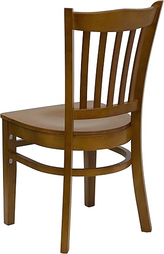 Miniatura 4 de Flash Furniture Silla de restaurante de madera de cerezo con respaldo de listones verticales de la serie HERCULES