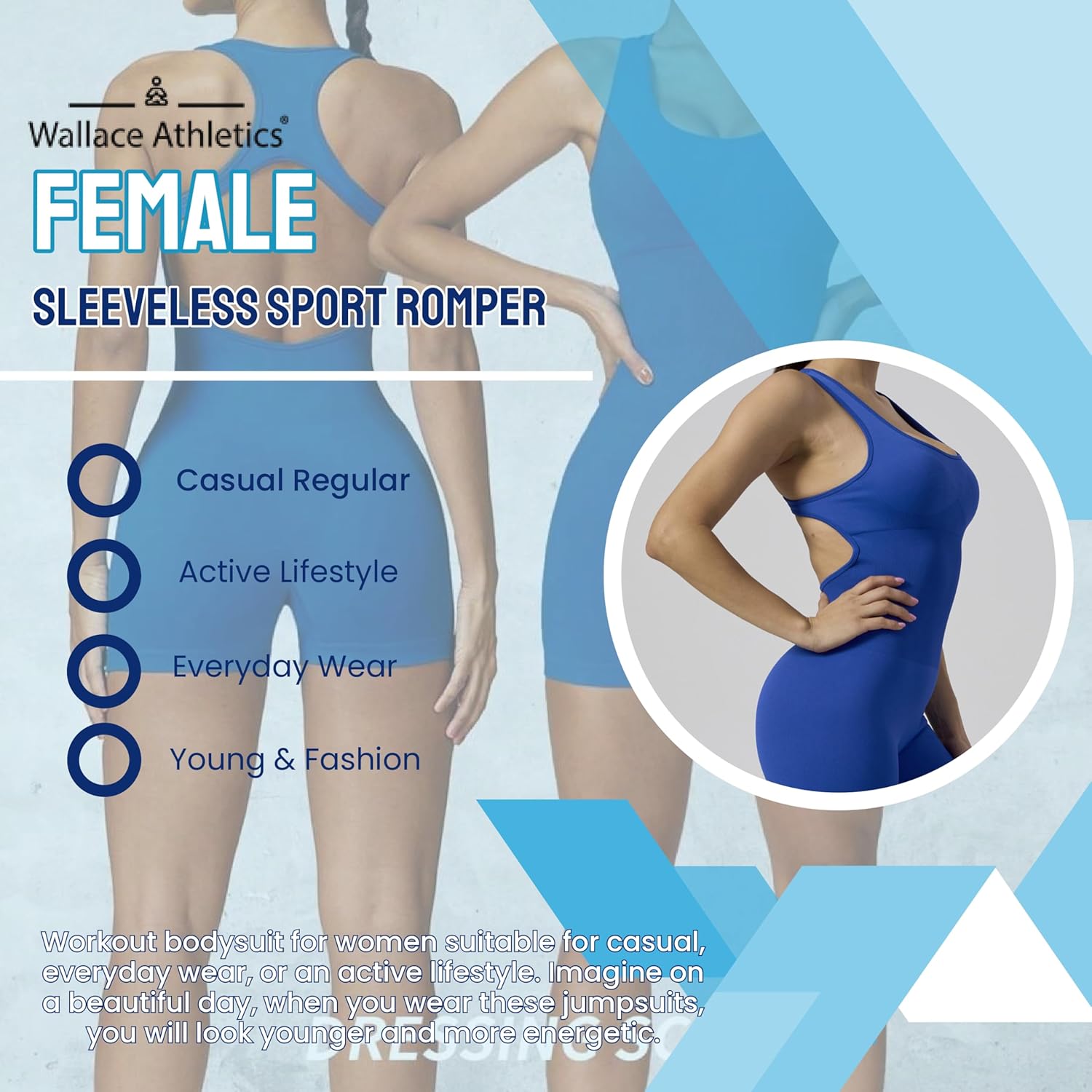 Short Athletic Bodysuit, Leotard Shorts - Workout Jumpsuits for Women Backless Tummy Seamless Tank Top - Image 5